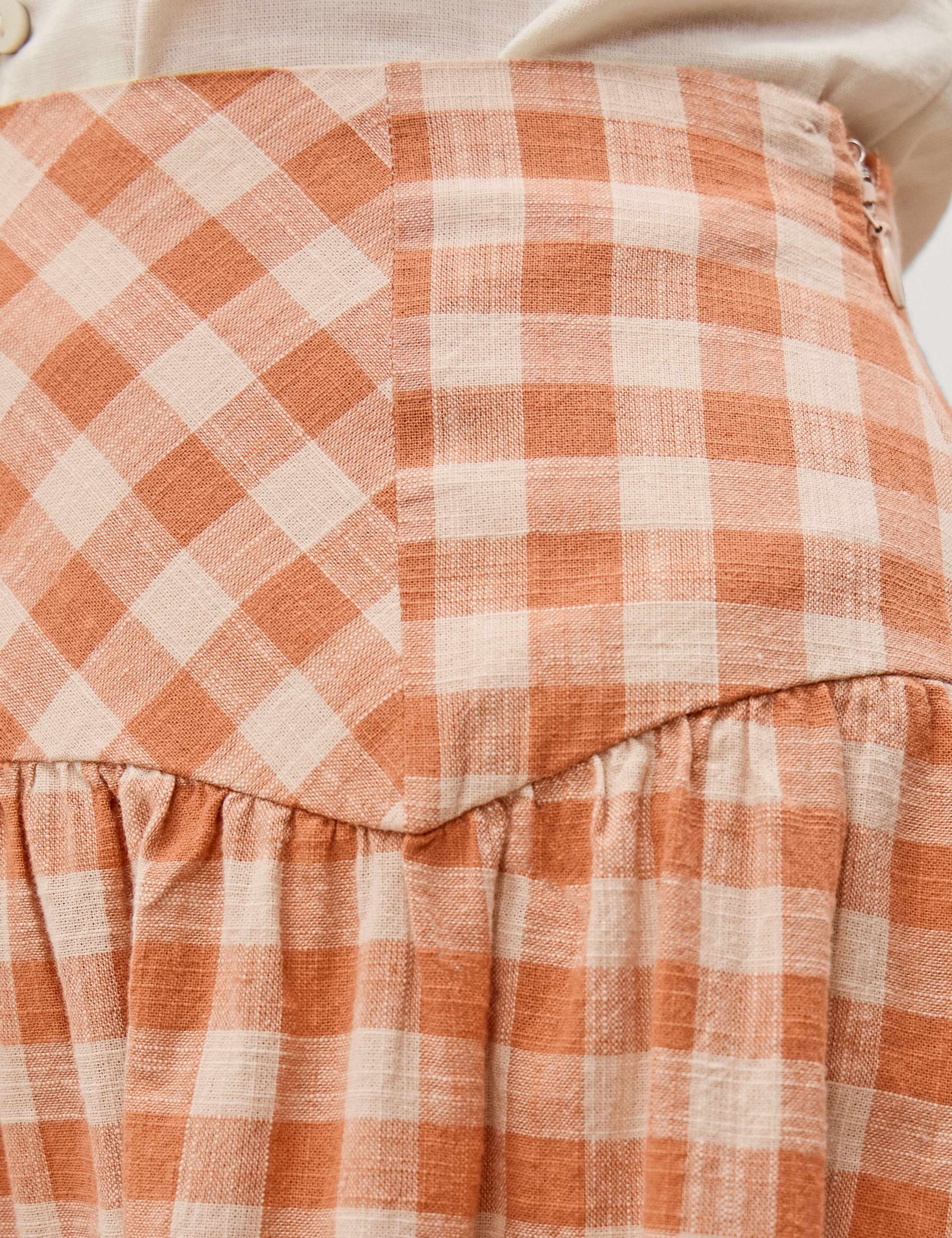 Pure Cotton Gingham Midi A-Line Skirt 6 of 6
