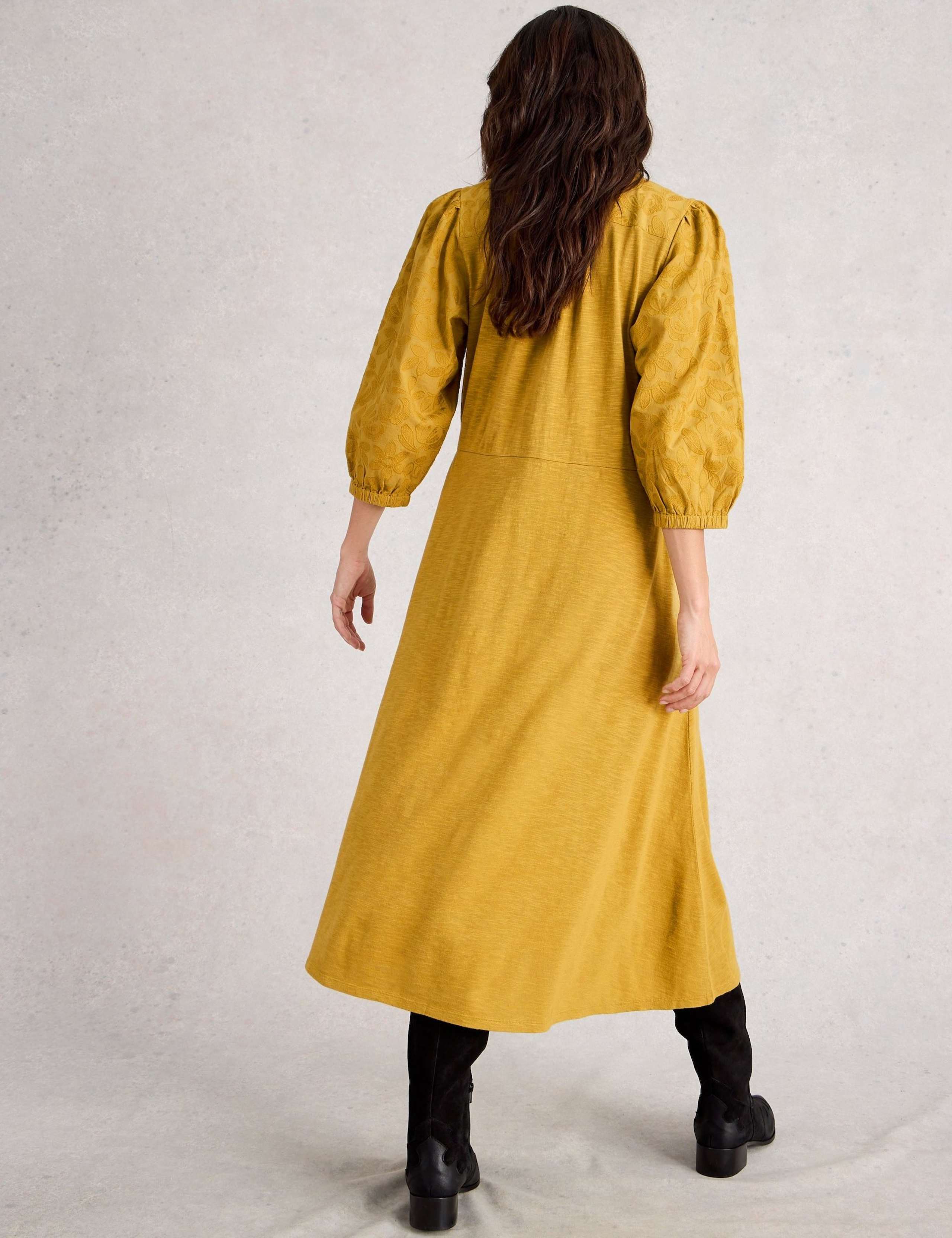 Cotton Rich Embroidered Midi Shirt Dress 3 of 6