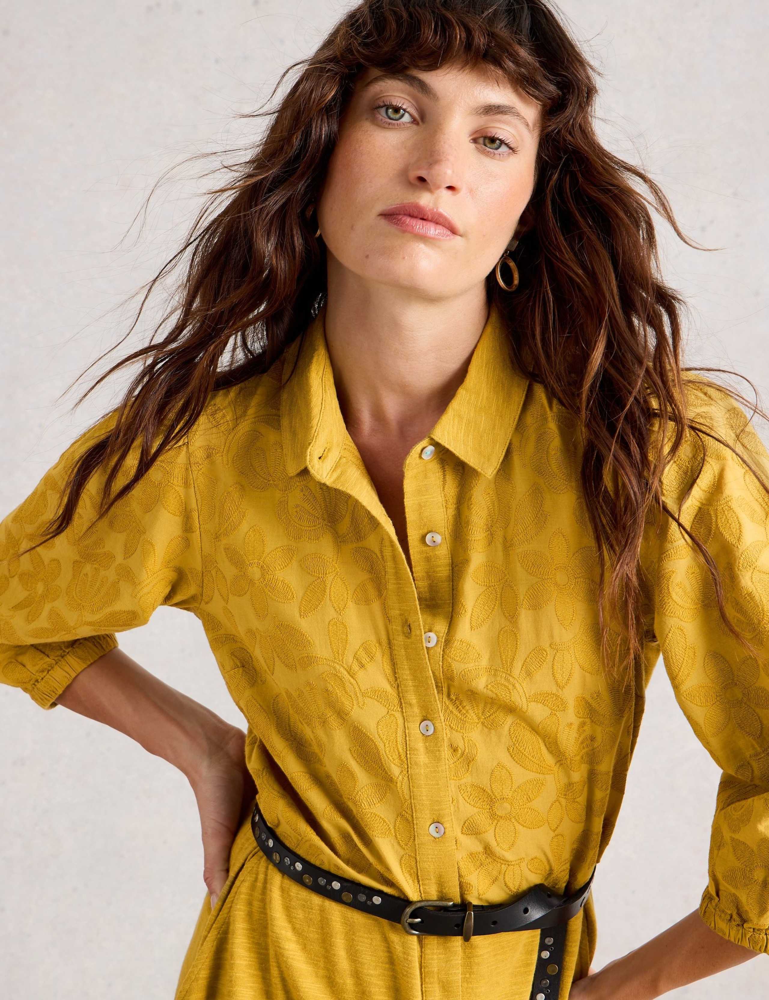 Cotton Rich Embroidered Midi Shirt Dress 6 of 6
