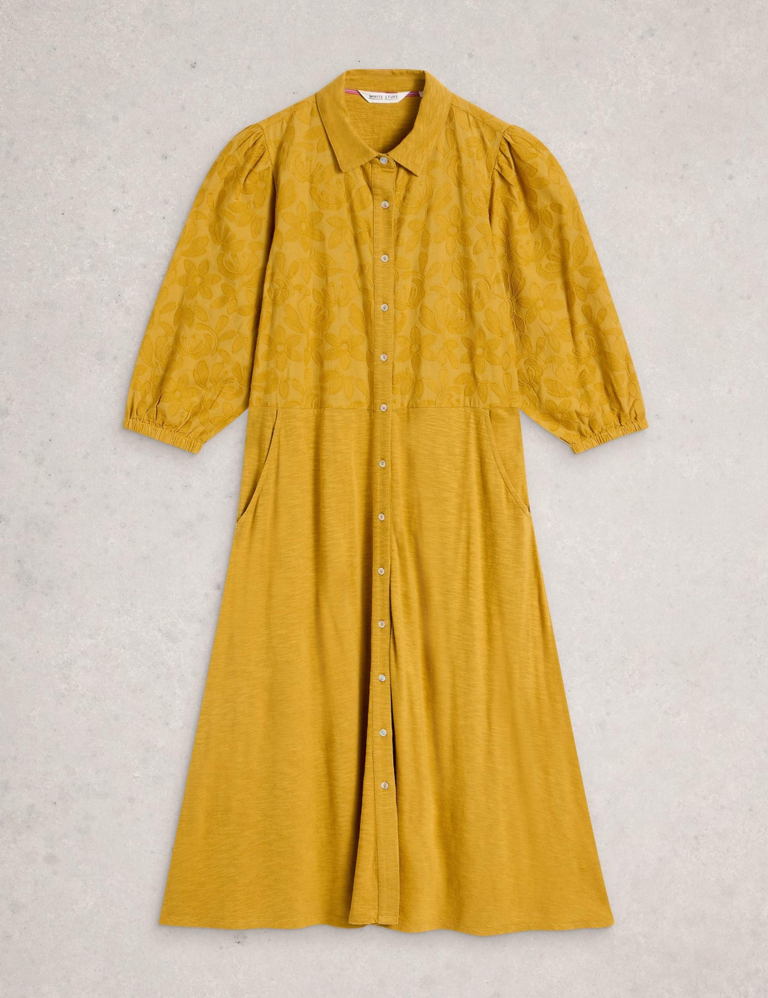 Cotton Rich Embroidered Midi Shirt Dress 2 of 6