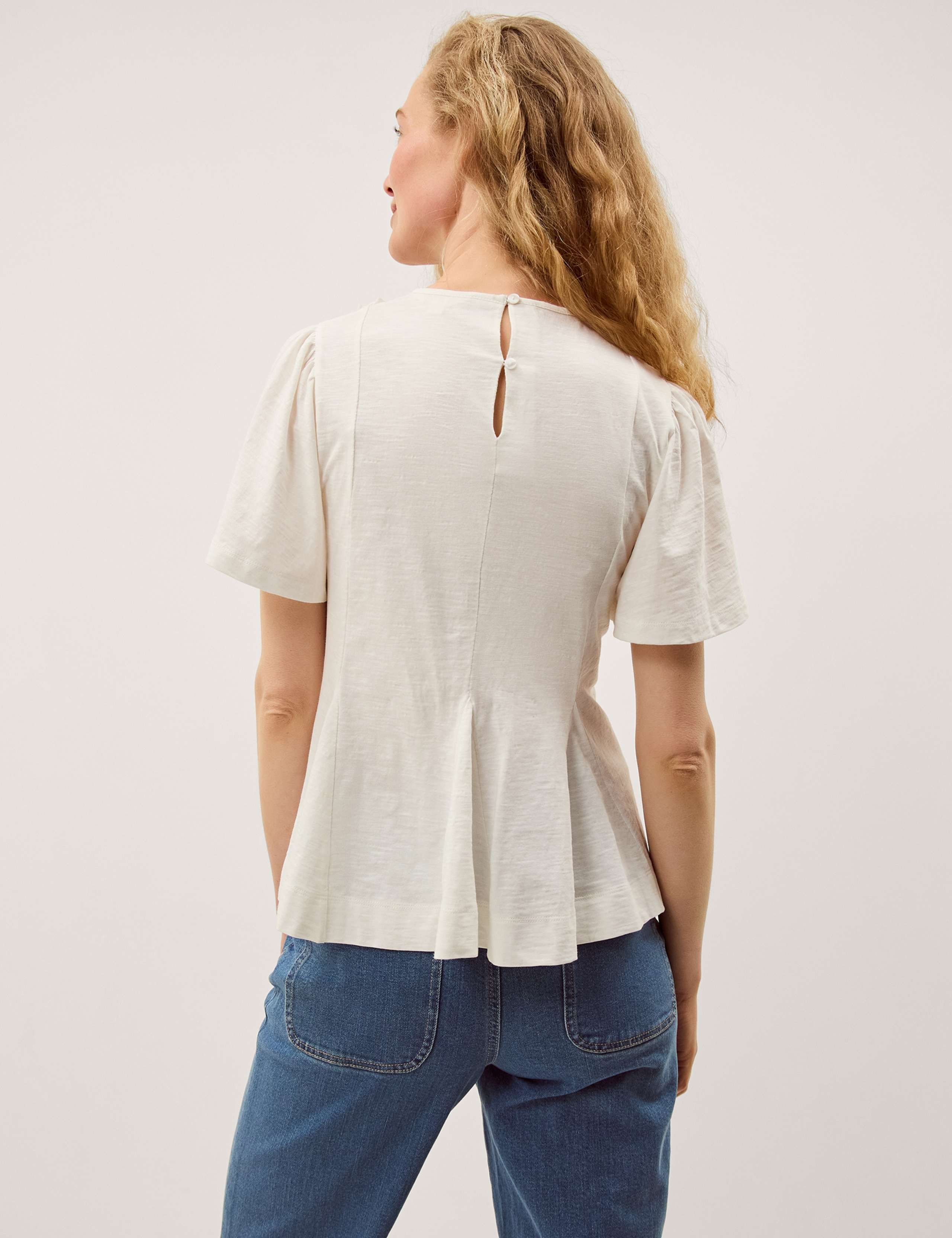 Pure Cotton Jersey Frill Detail Blouse 3 of 4
