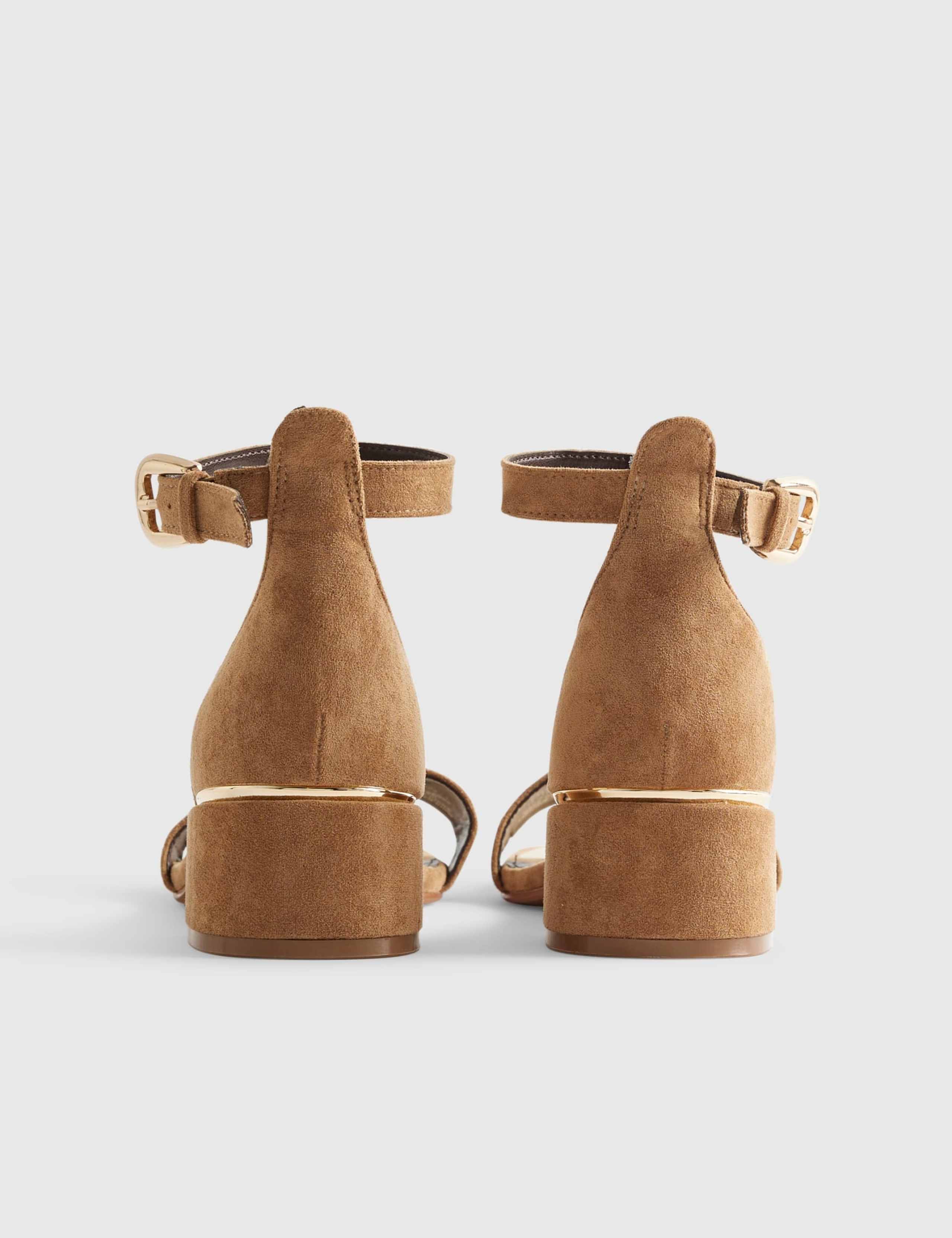 Faux Suede Low Block Heel Sandals 3 of 5