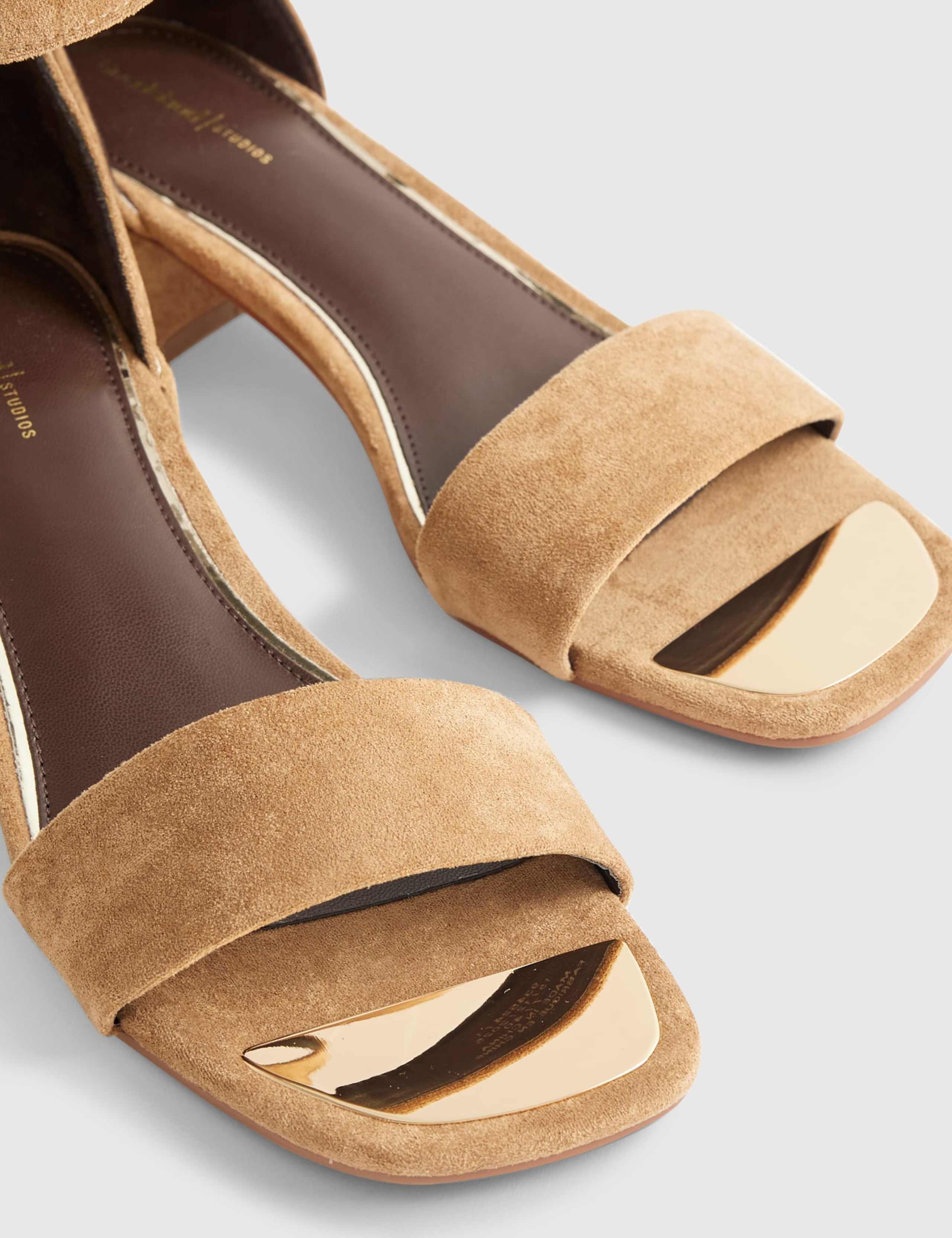 Faux Suede Low Block Heel Sandals 4 of 5