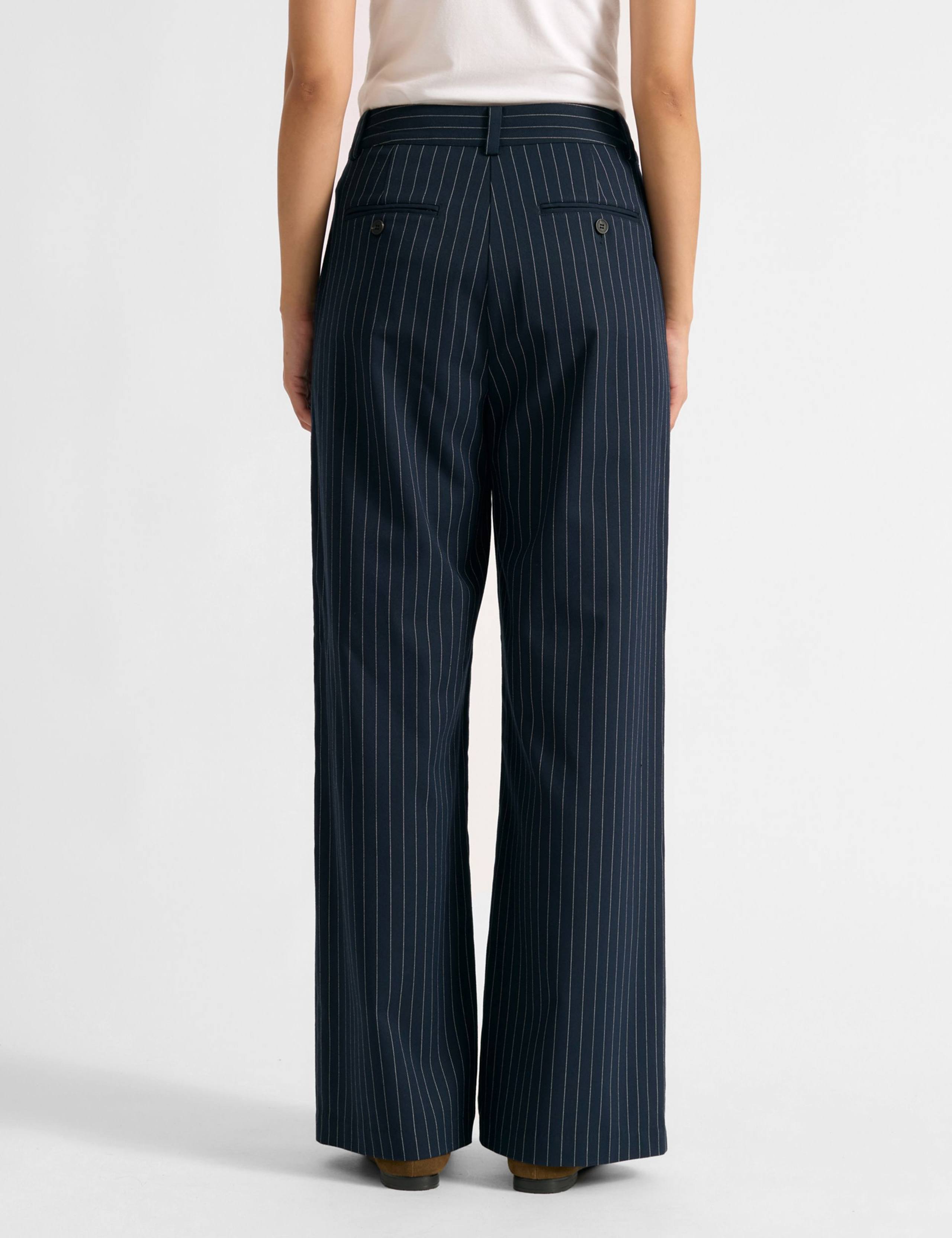 Pinstripe Pleat Front Wide Leg Trousers 4 of 5