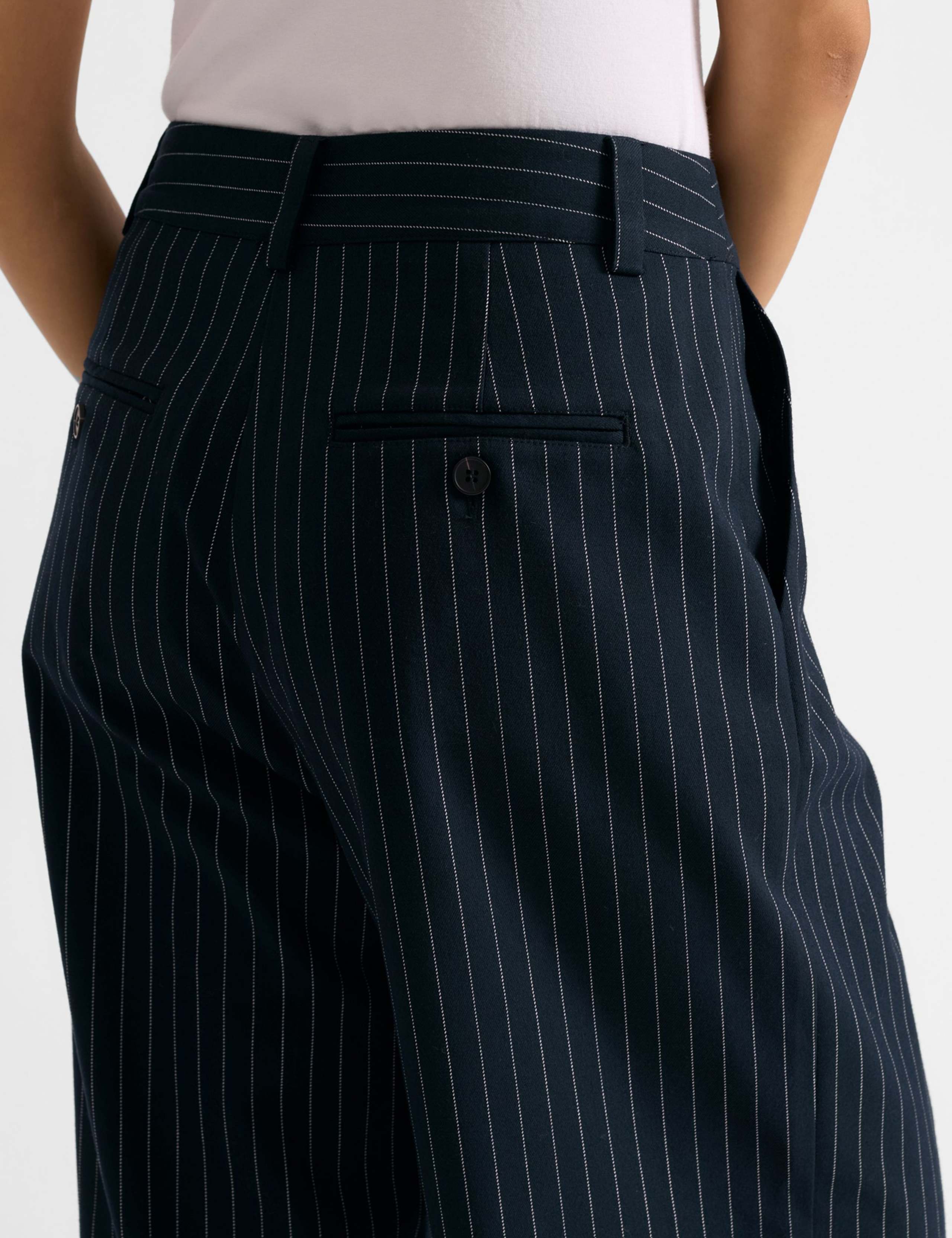 Pinstripe Pleat Front Wide Leg Trousers 5 of 5