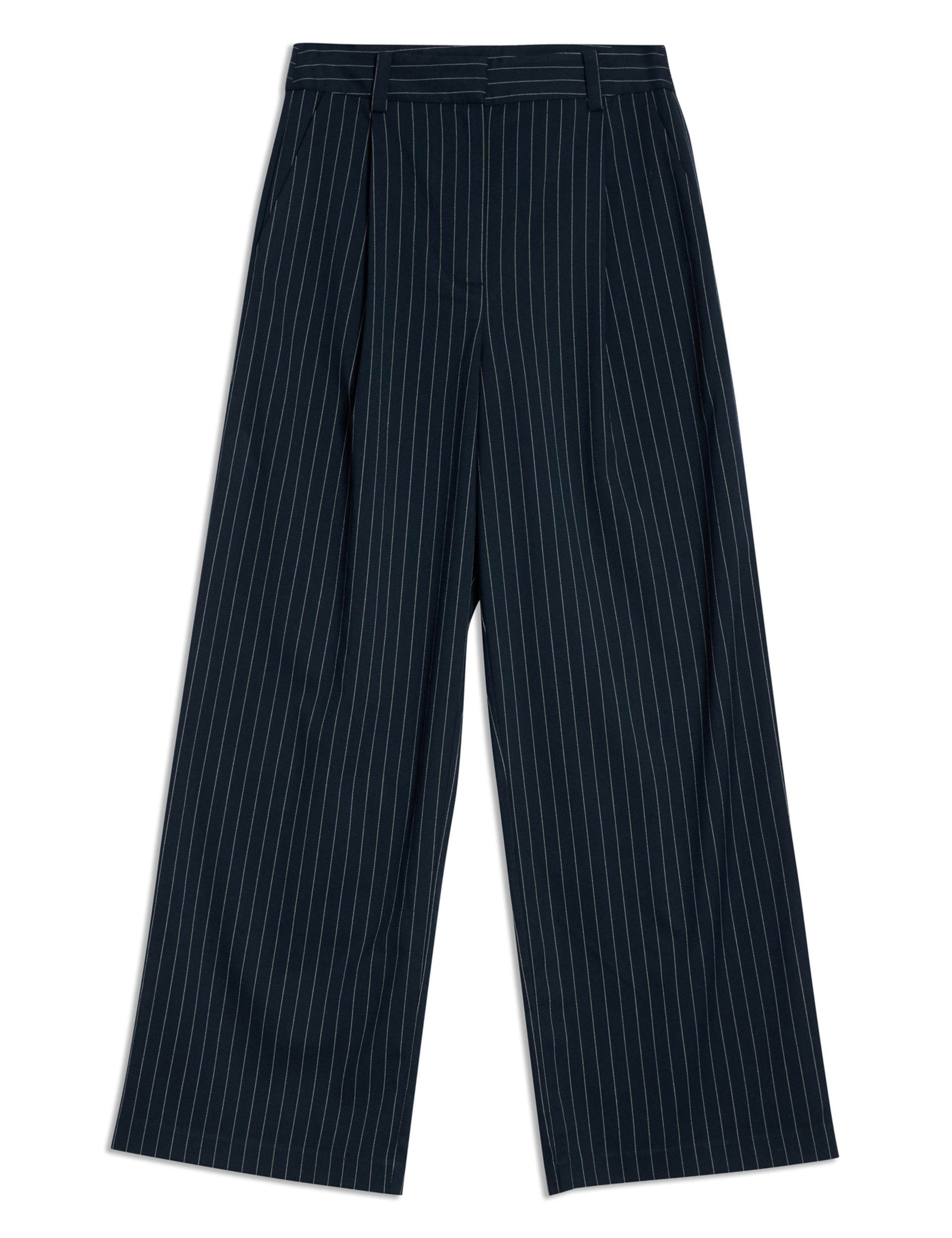 Pinstripe Pleat Front Wide Leg Trousers 2 of 5
