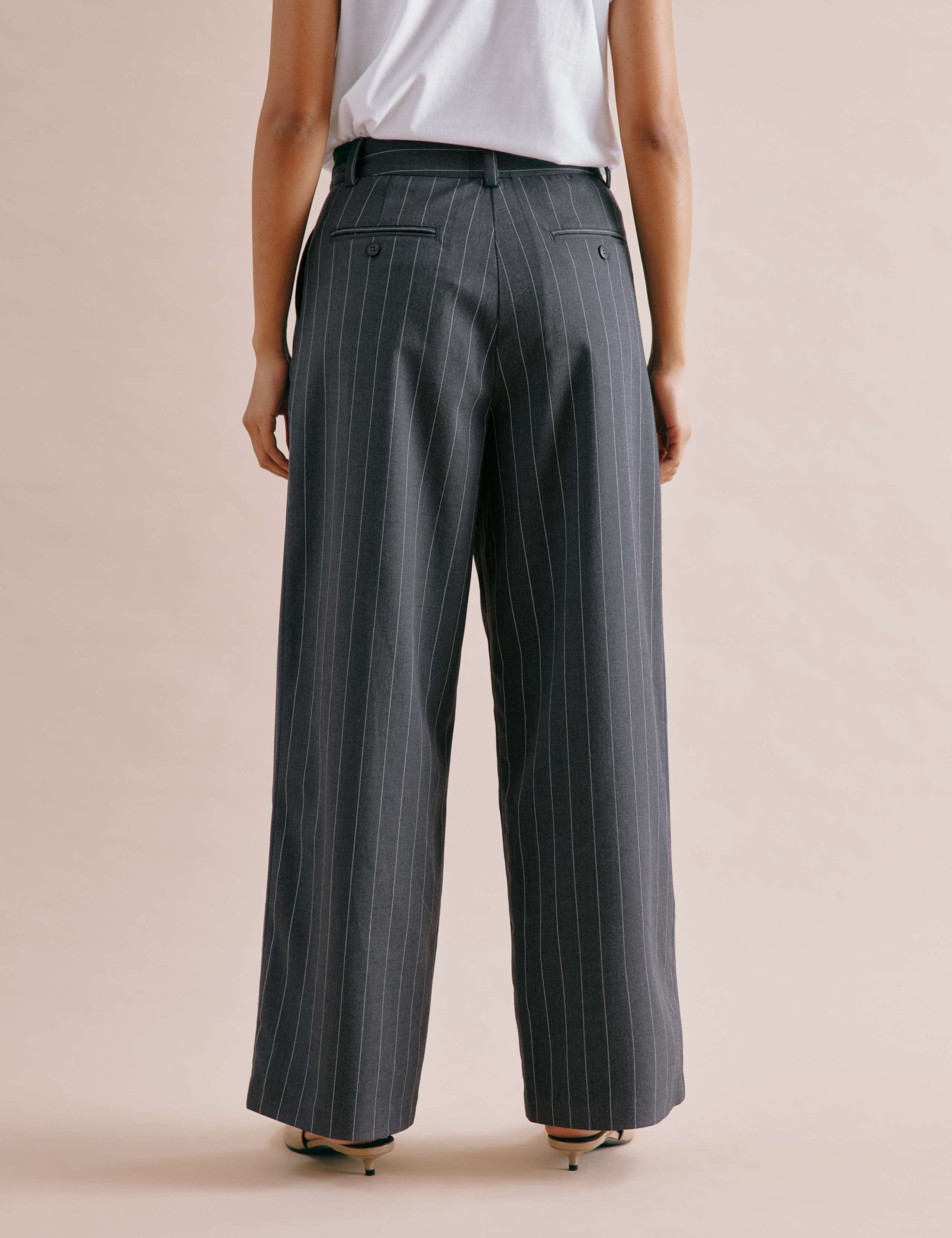 Pinstripe Pleat Front Wide Leg Trousers 6 of 6
