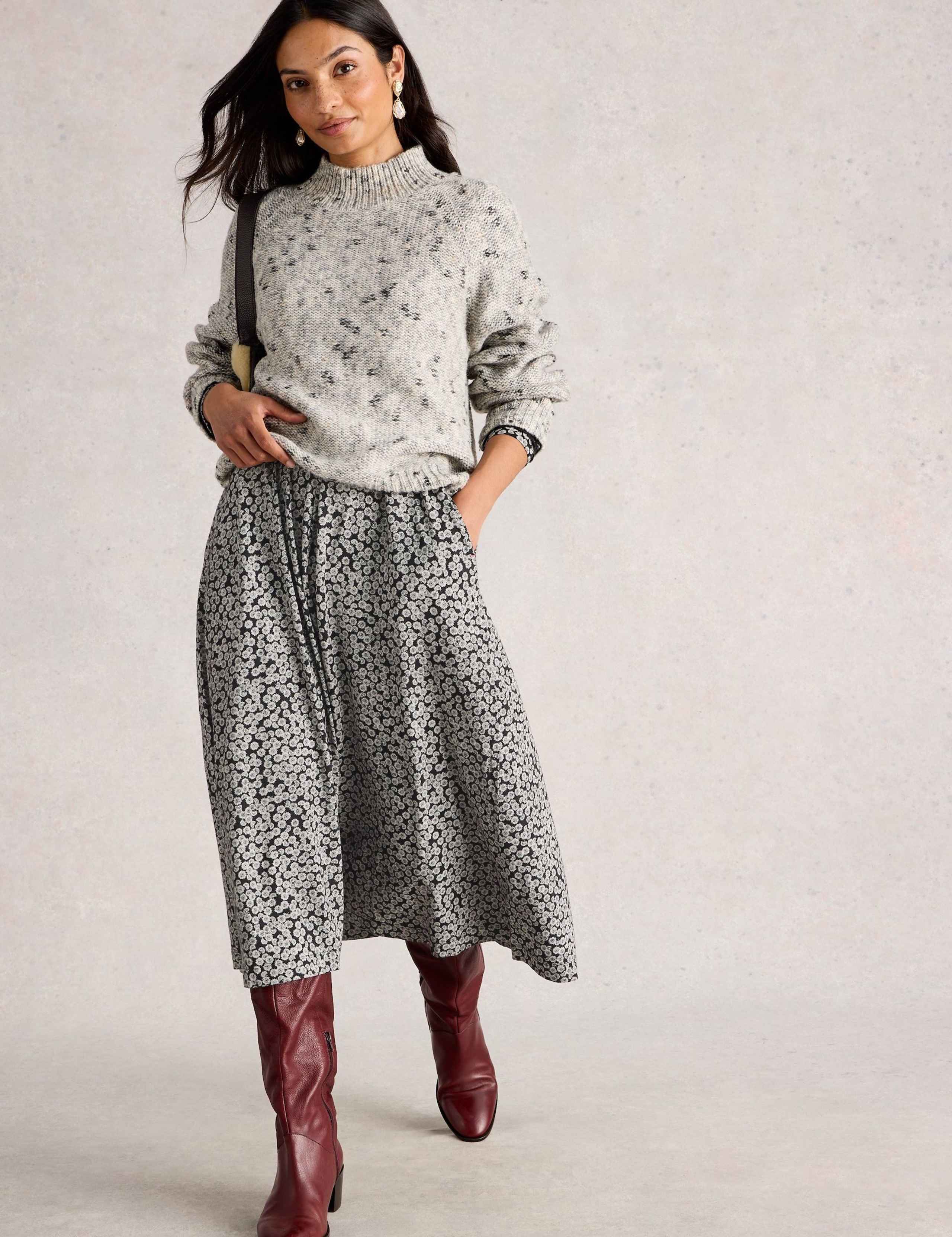 Cotton Blend Floral Midi Waisted Dress 5 of 6