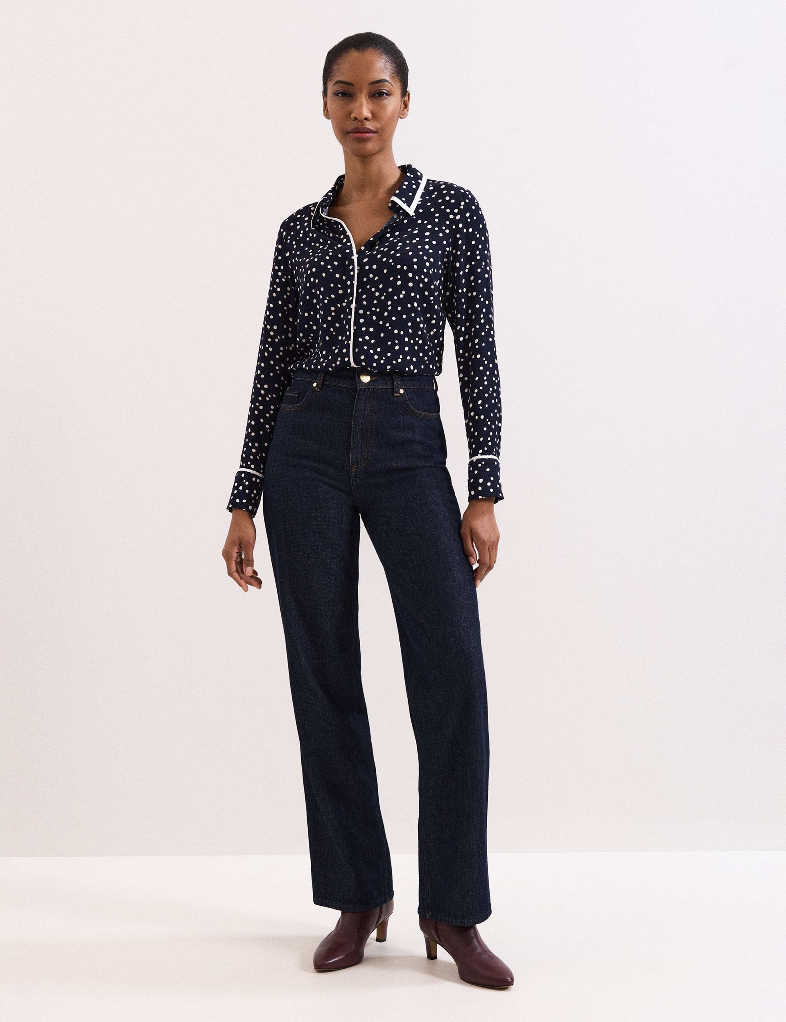 Spot Print Collared Button Through Shirt 3 of 8