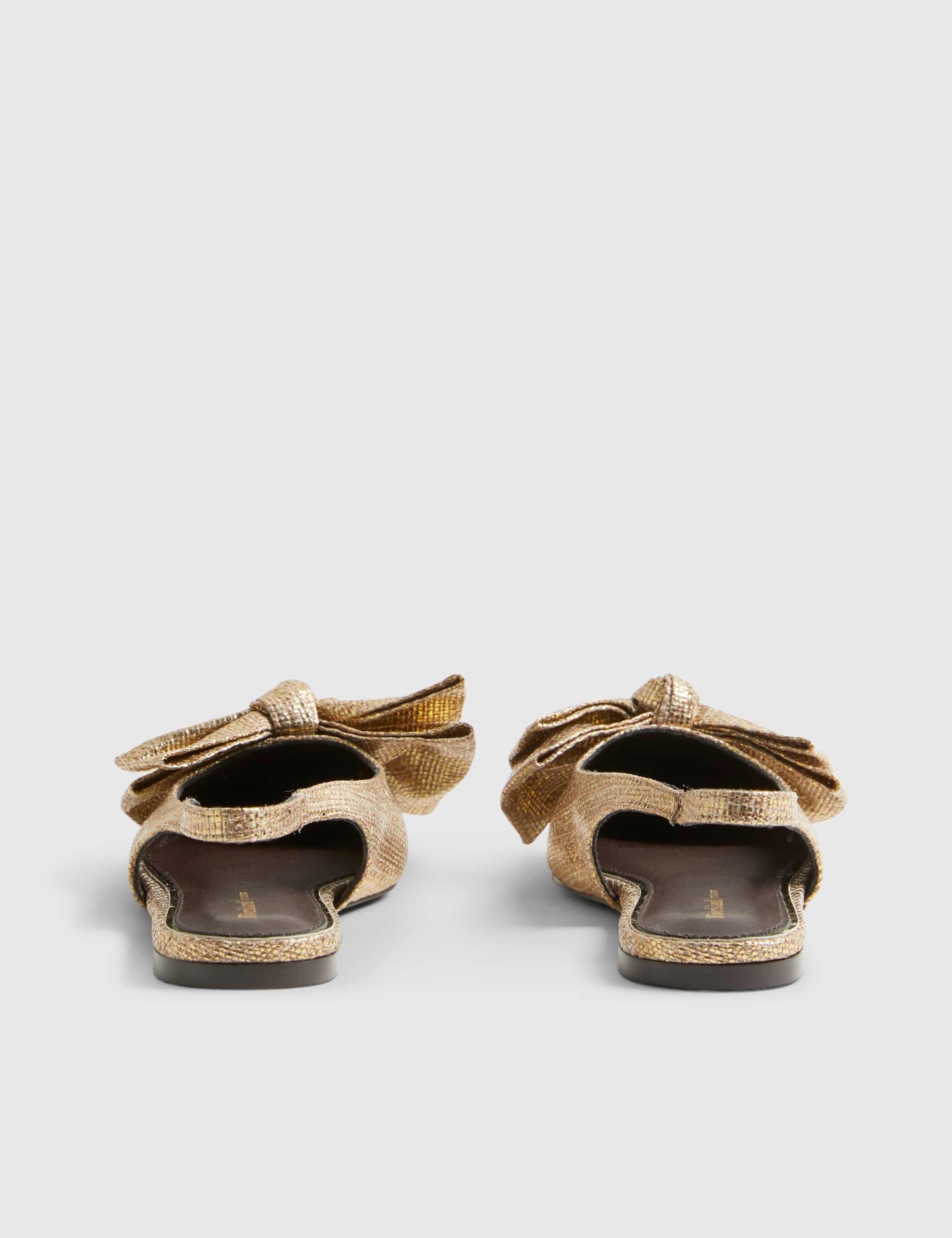 Metallic Bow Slingback Flat Pointed Pumps 4 of 5