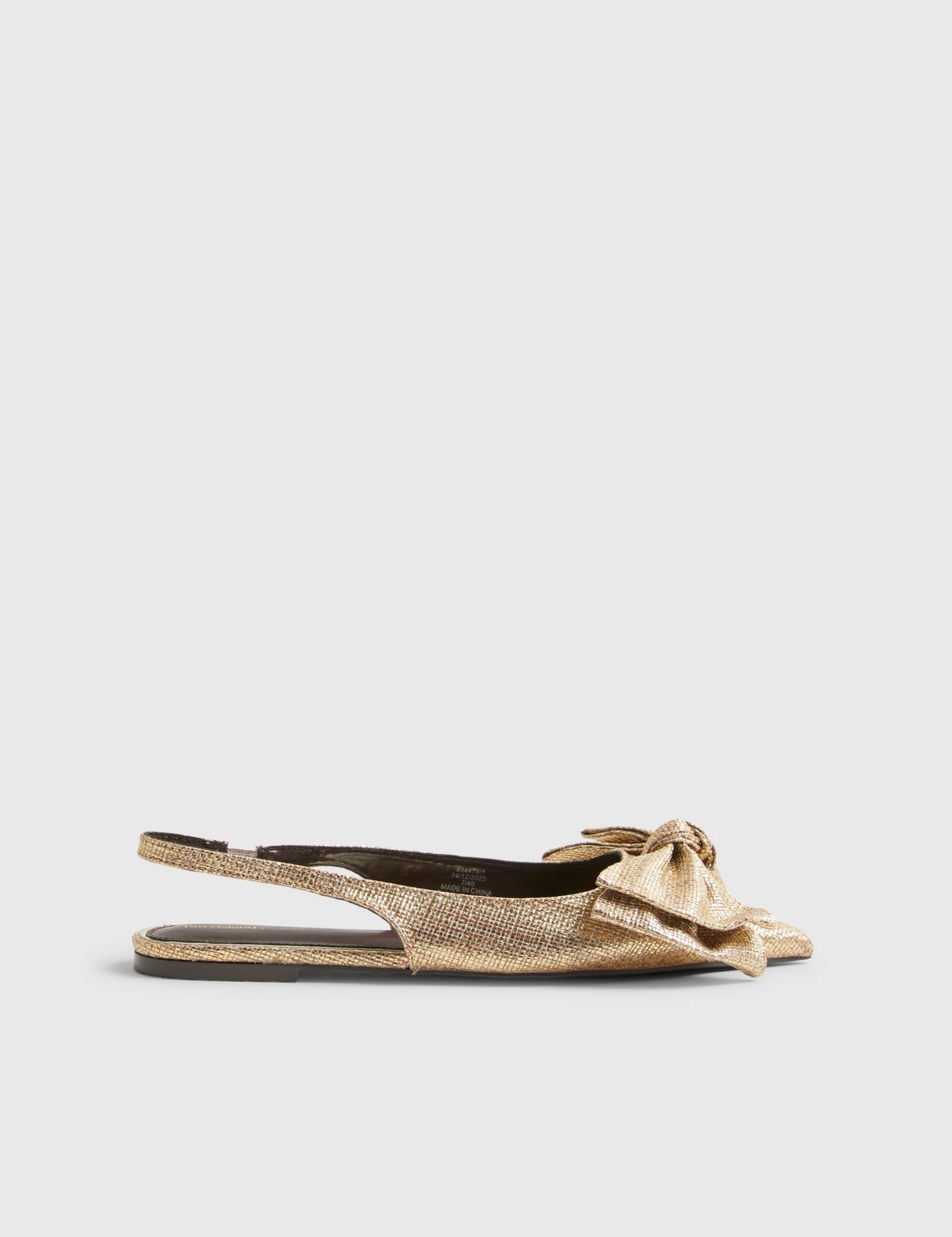 Metallic Bow Slingback Flat Pointed Pumps 5 of 5