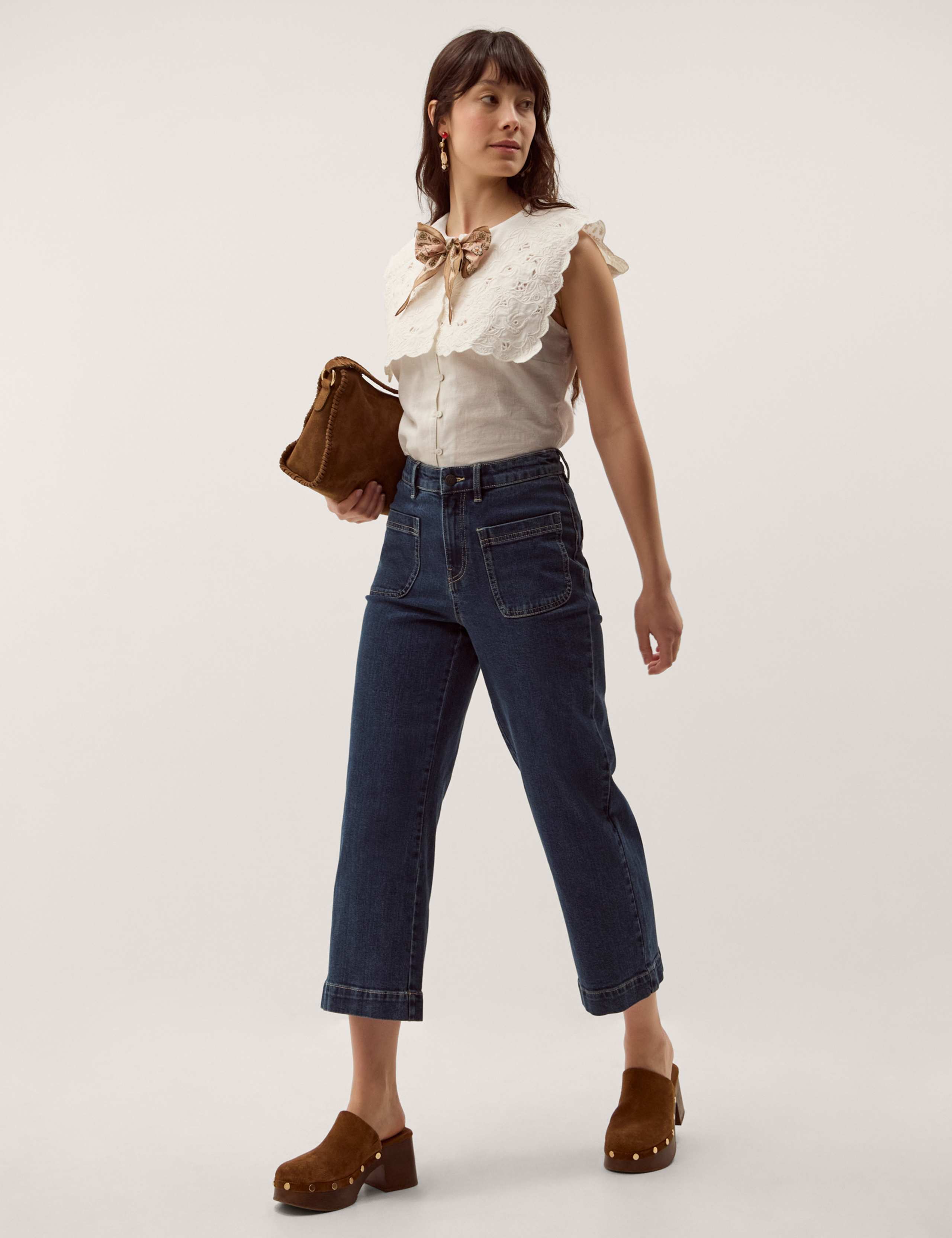 Cotton With Linen Embroidered Collared Top 3 of 7