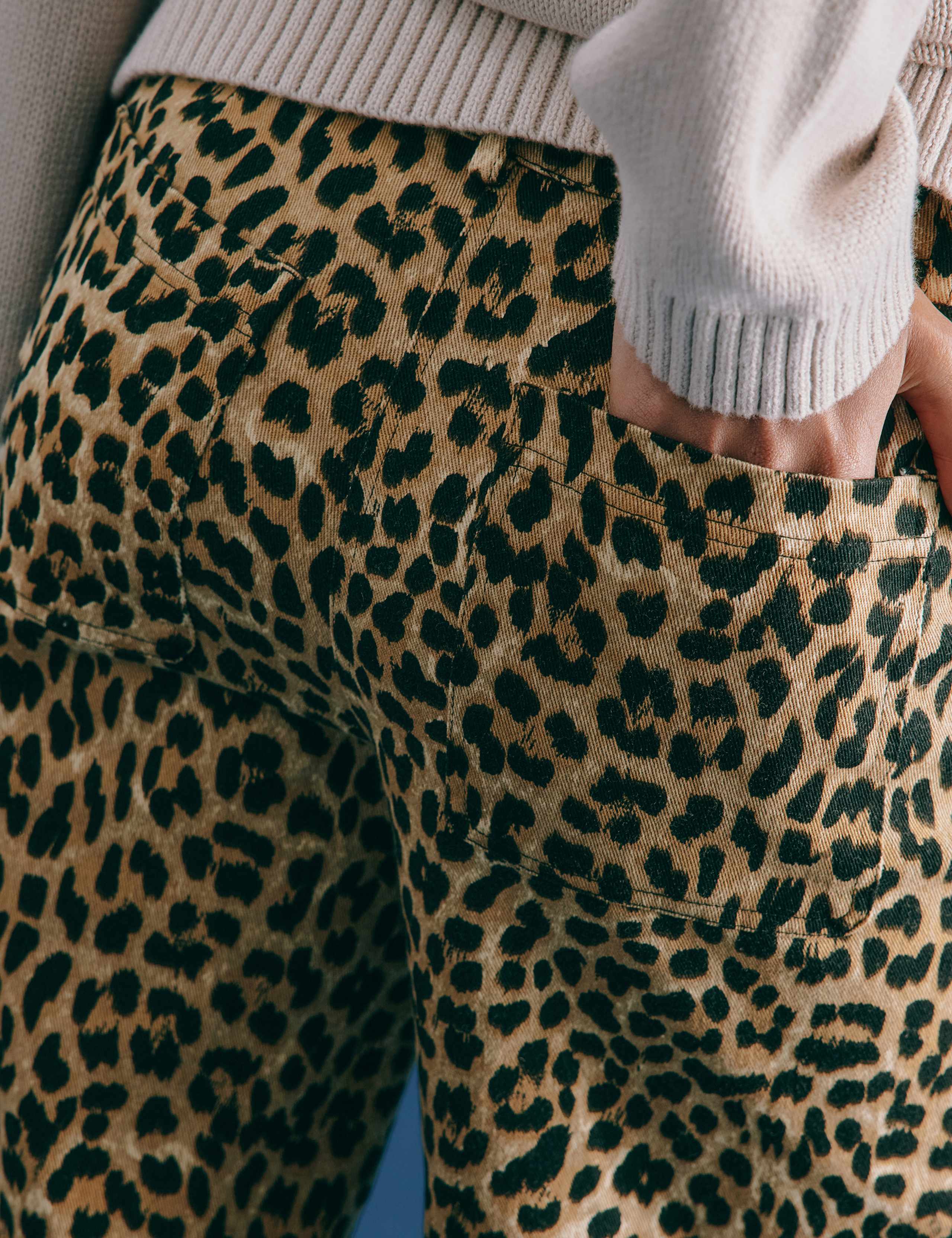 Twill Animal Print Wide Leg Trousers 6 of 6