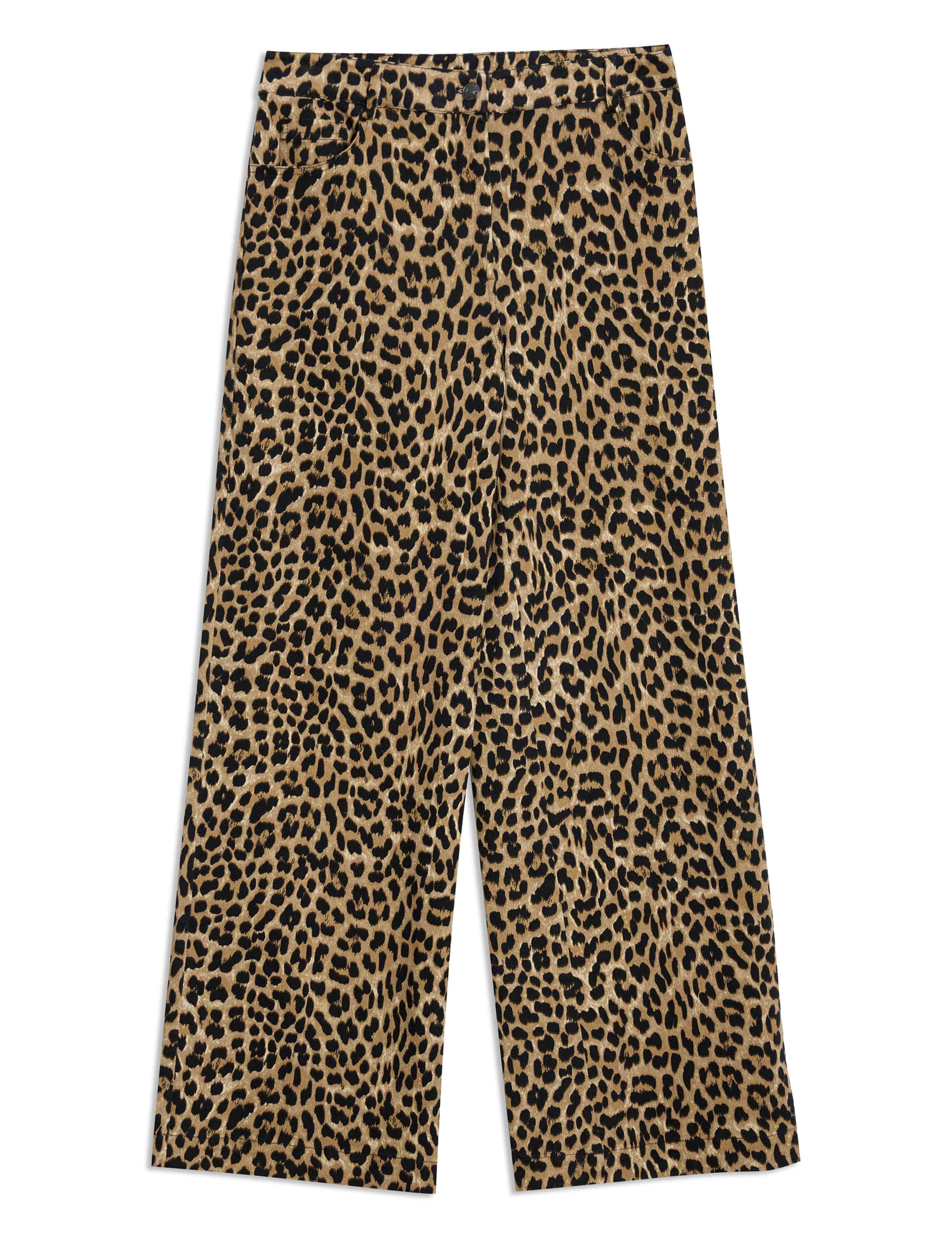Twill Animal Print Wide Leg Trousers 2 of 6
