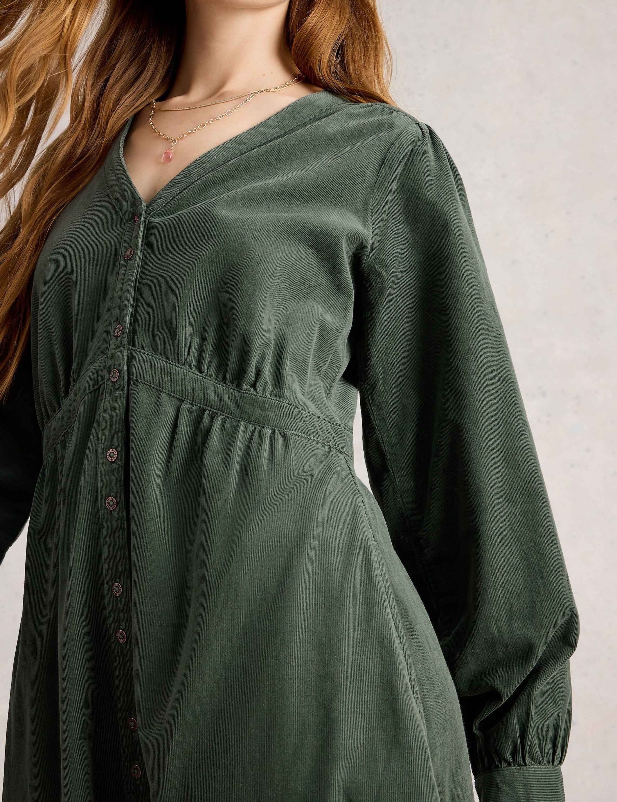 Cord Button Front Midaxi Tiered Dress 6 of 6