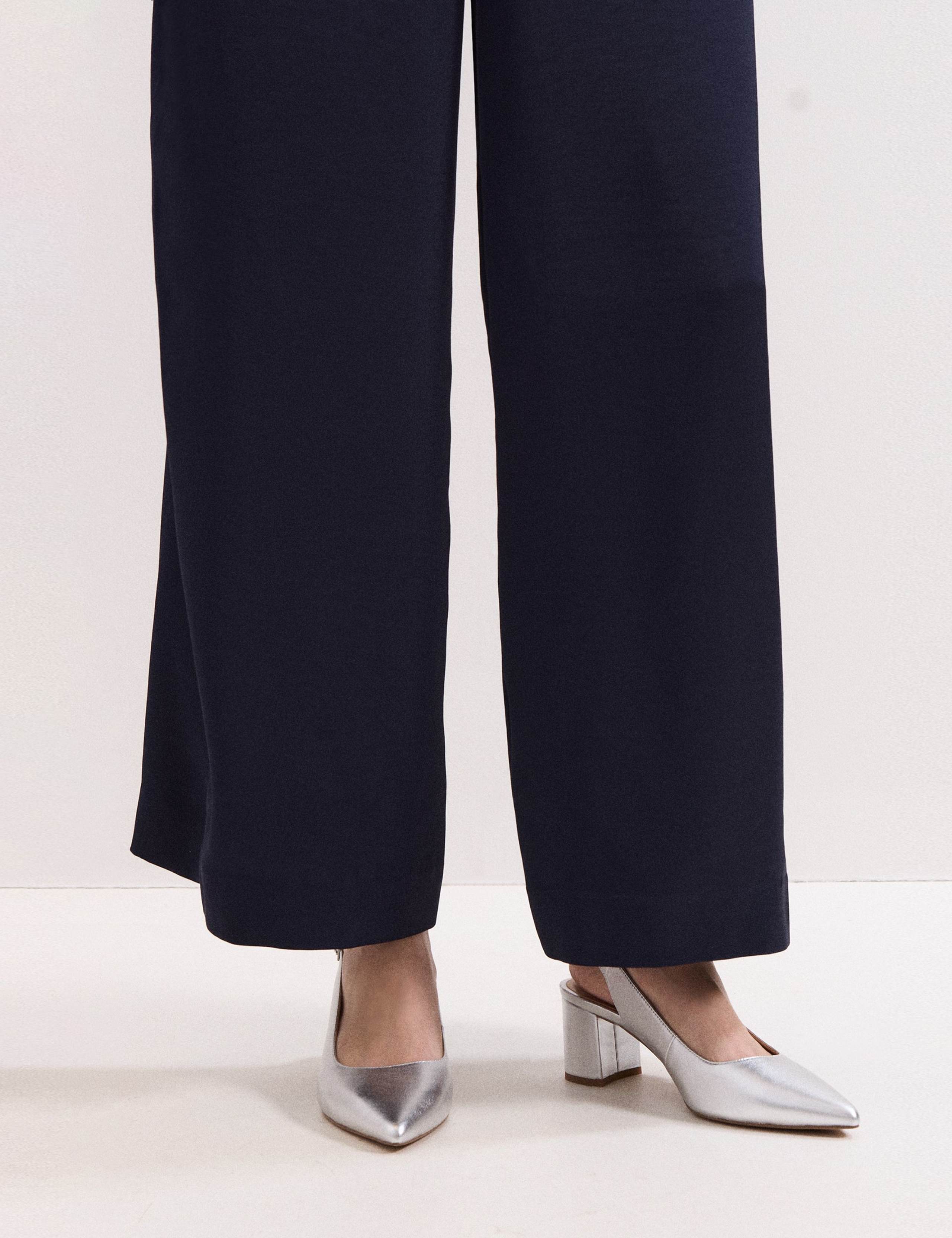 Leather Metallic Block Heel Slingback Shoes 5 of 8