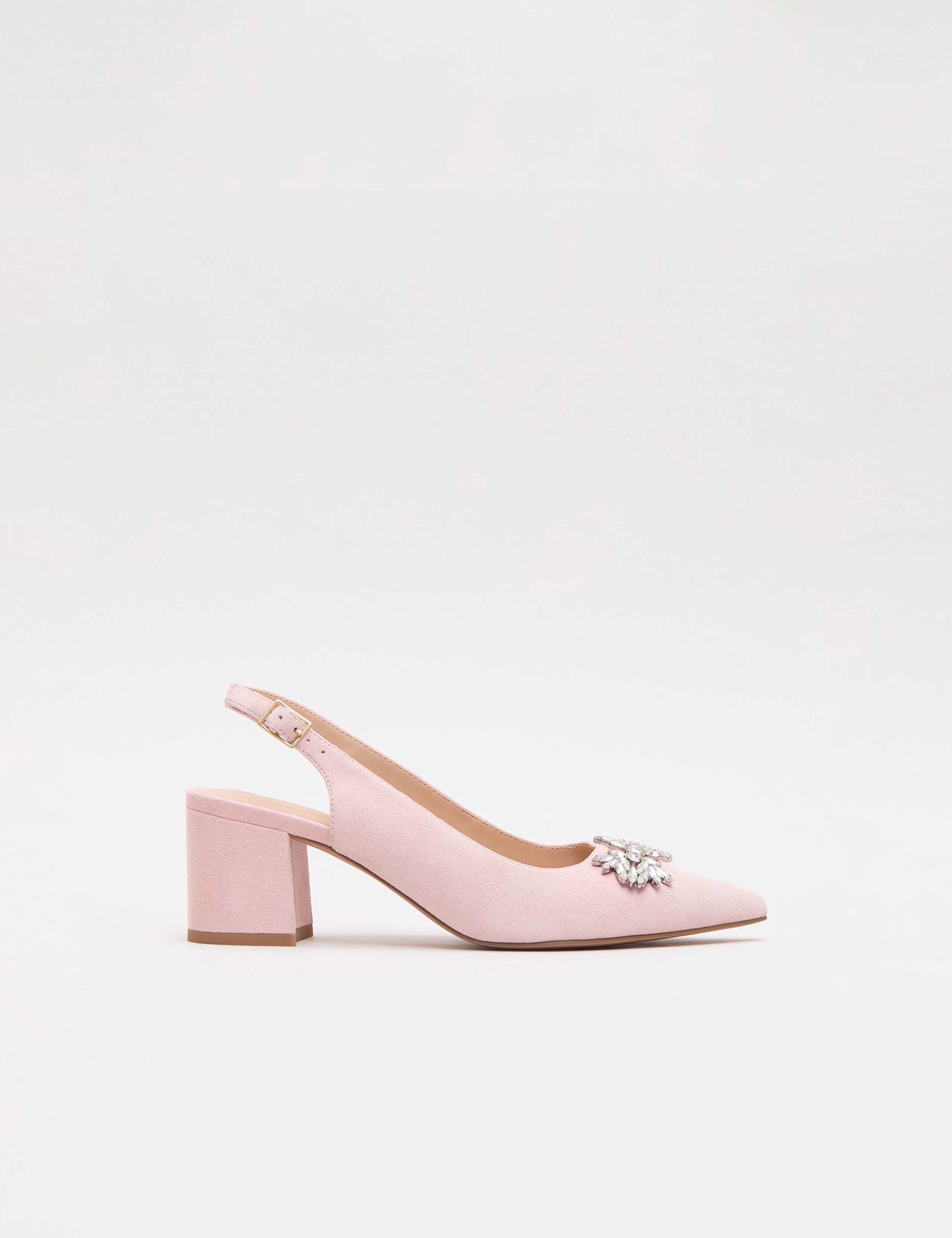 Suede Sparkle Block Heel Slingback Shoes 1 of 9