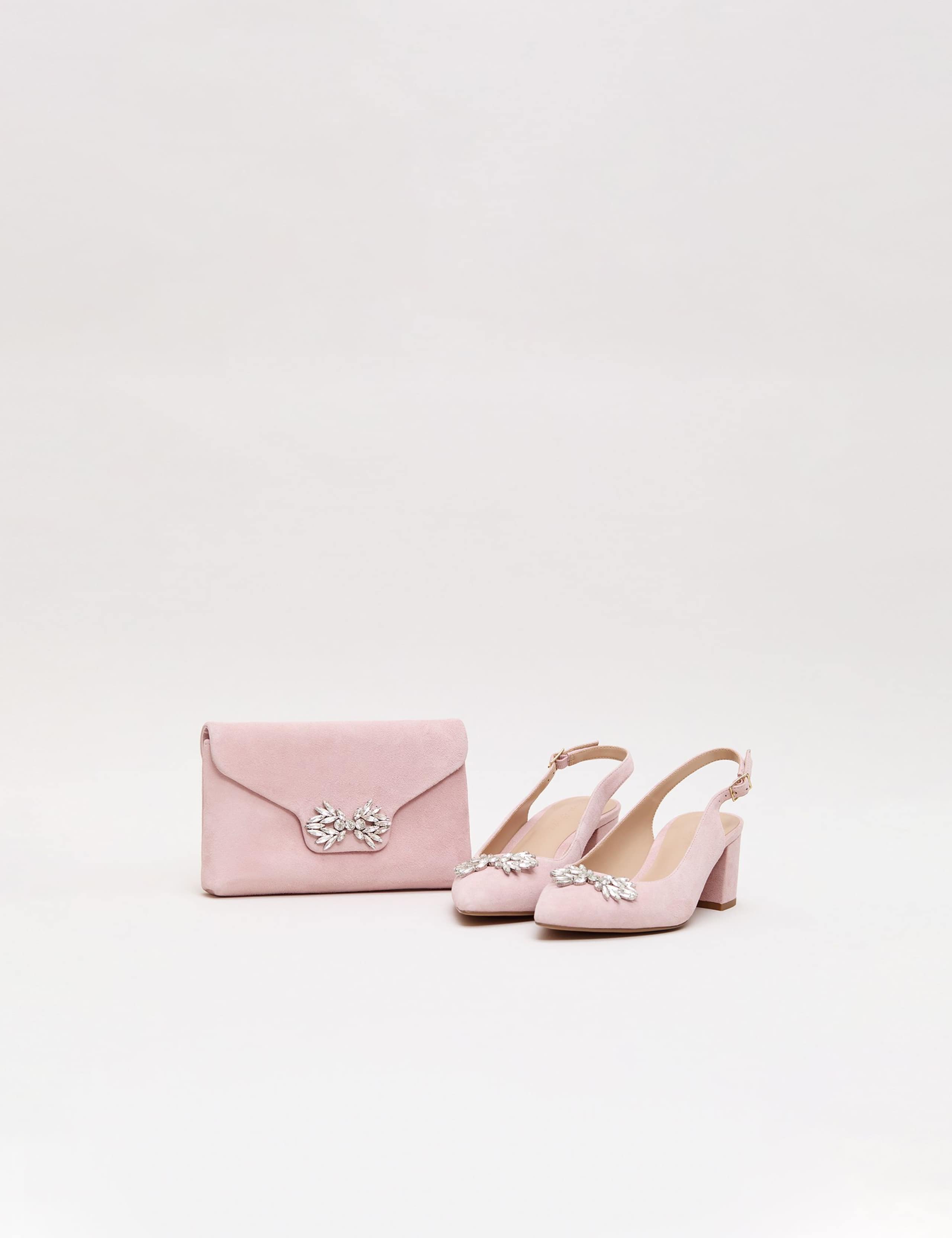 Suede Sparkle Block Heel Slingback Shoes 3 of 9