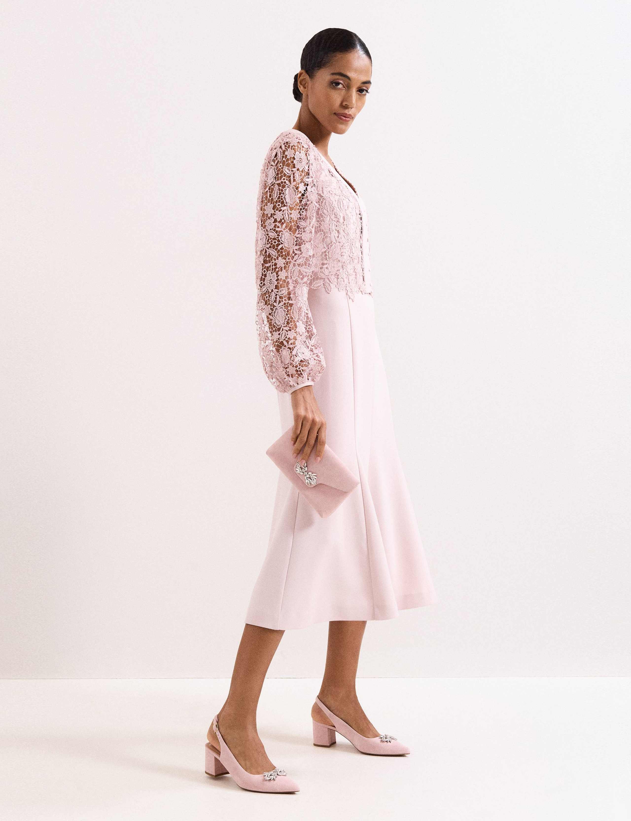 Suede Sparkle Block Heel Slingback Shoes 4 of 9