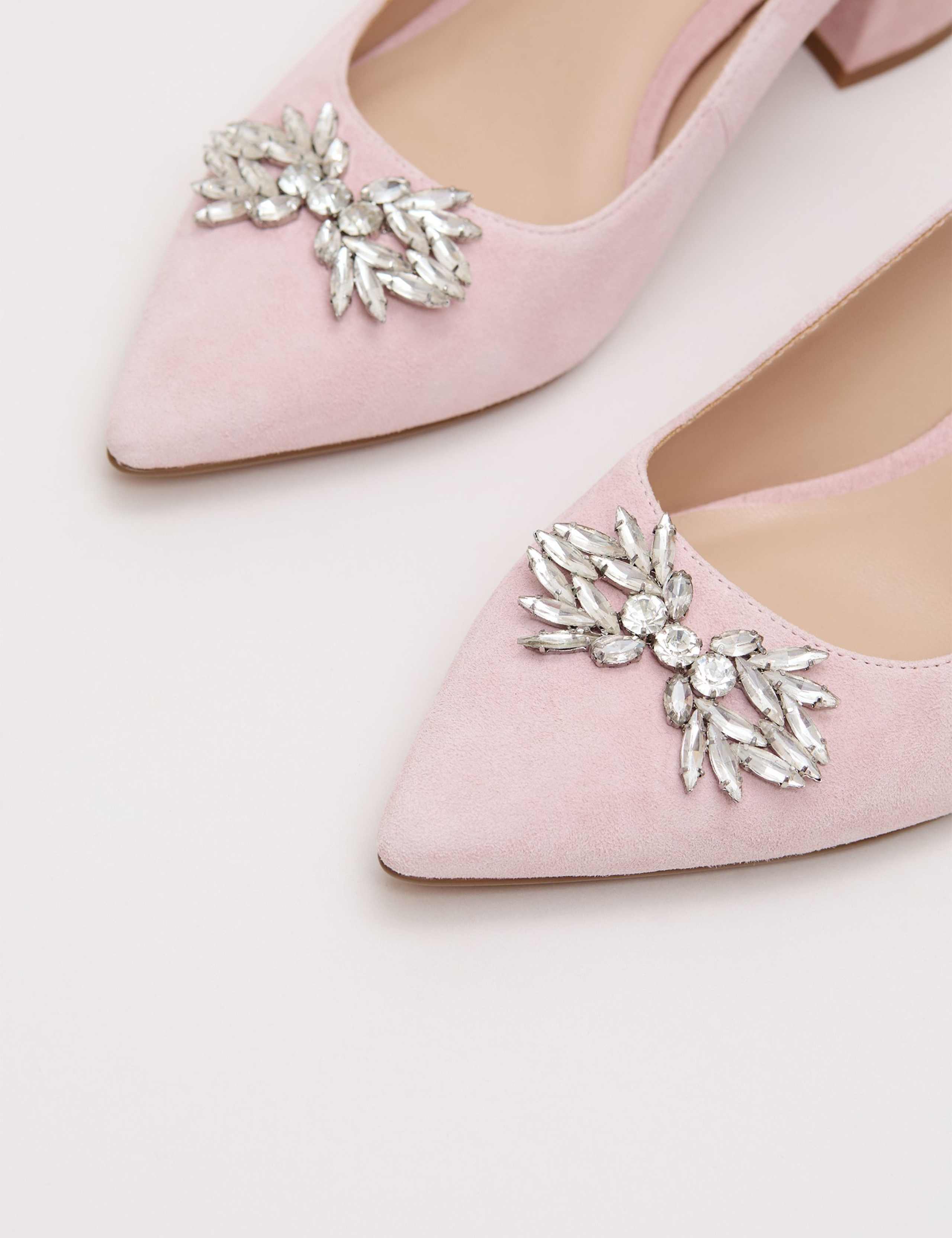 Suede Sparkle Block Heel Slingback Shoes 6 of 9