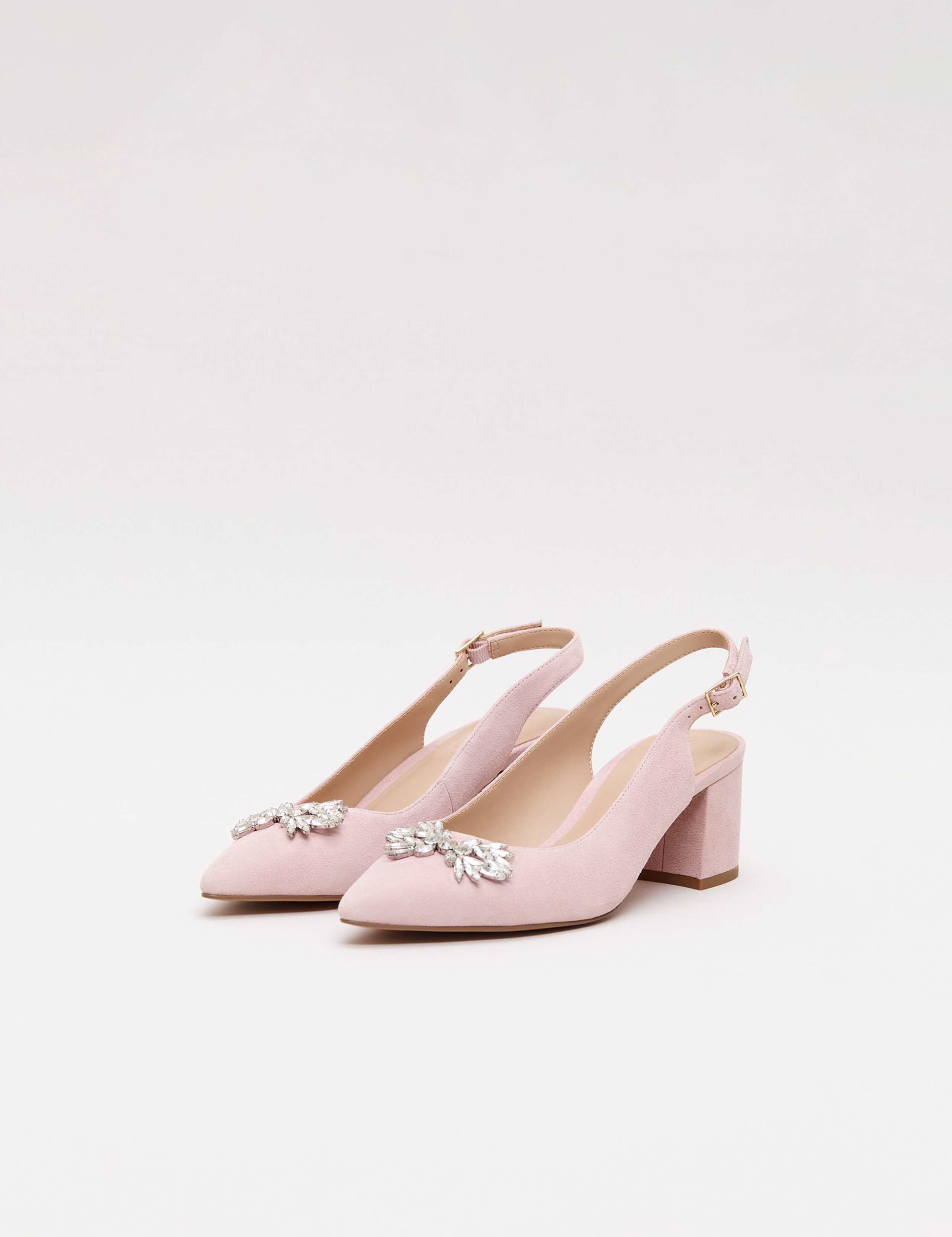 Suede Sparkle Block Heel Slingback Shoes 9 of 9