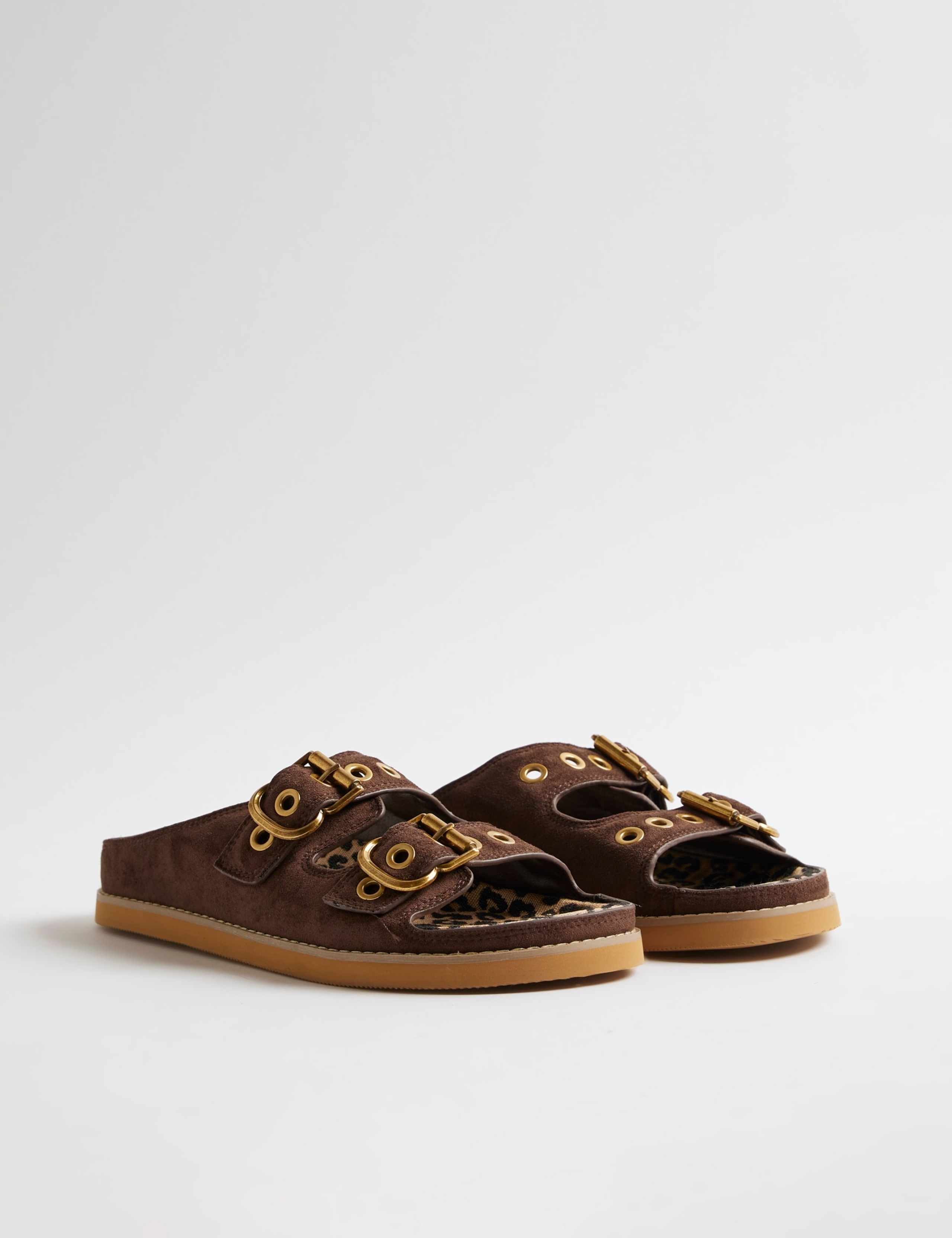 Suede Animal Print Lined Footbed Sandals 2 of 4