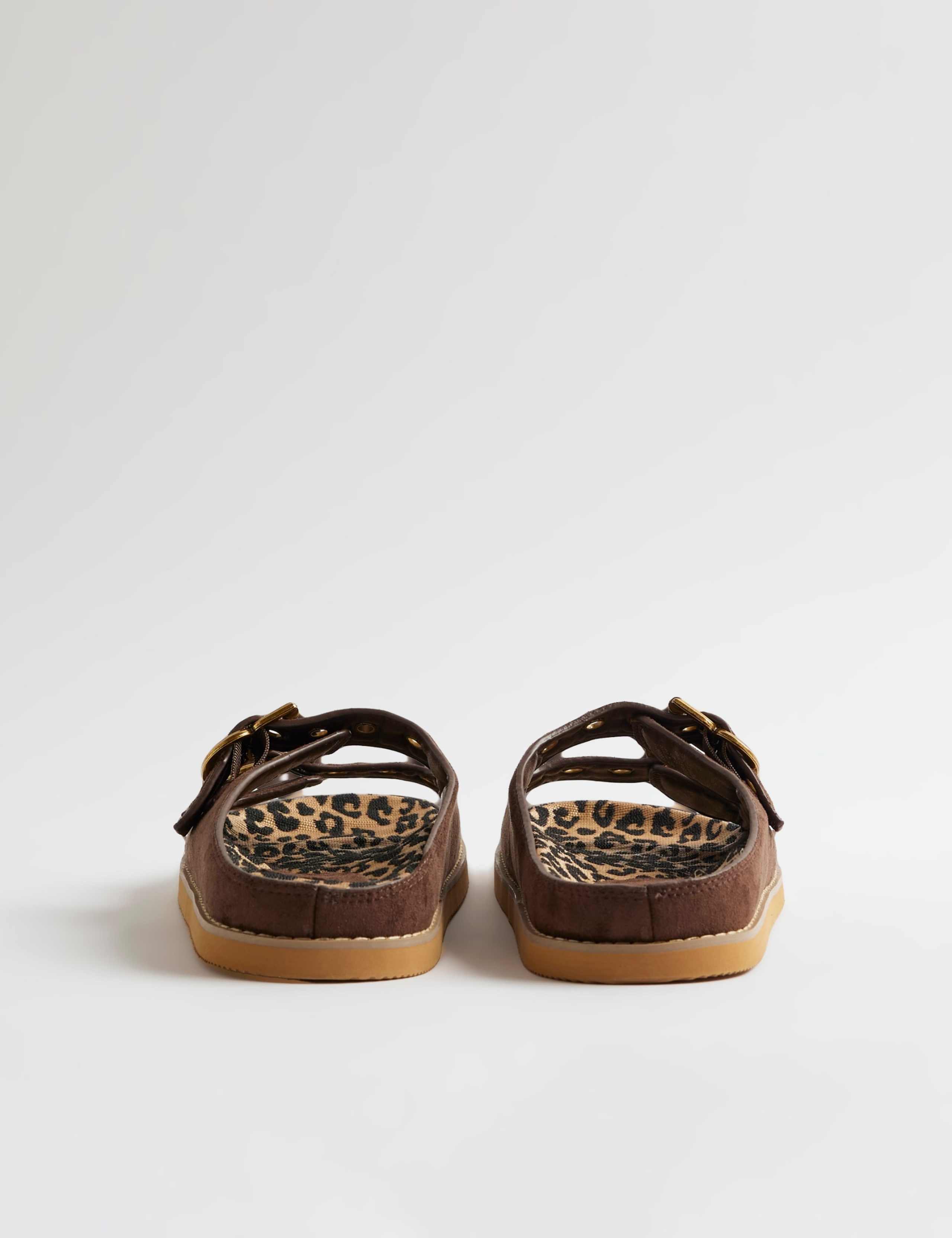 Suede Animal Print Lined Footbed Sandals 4 of 4
