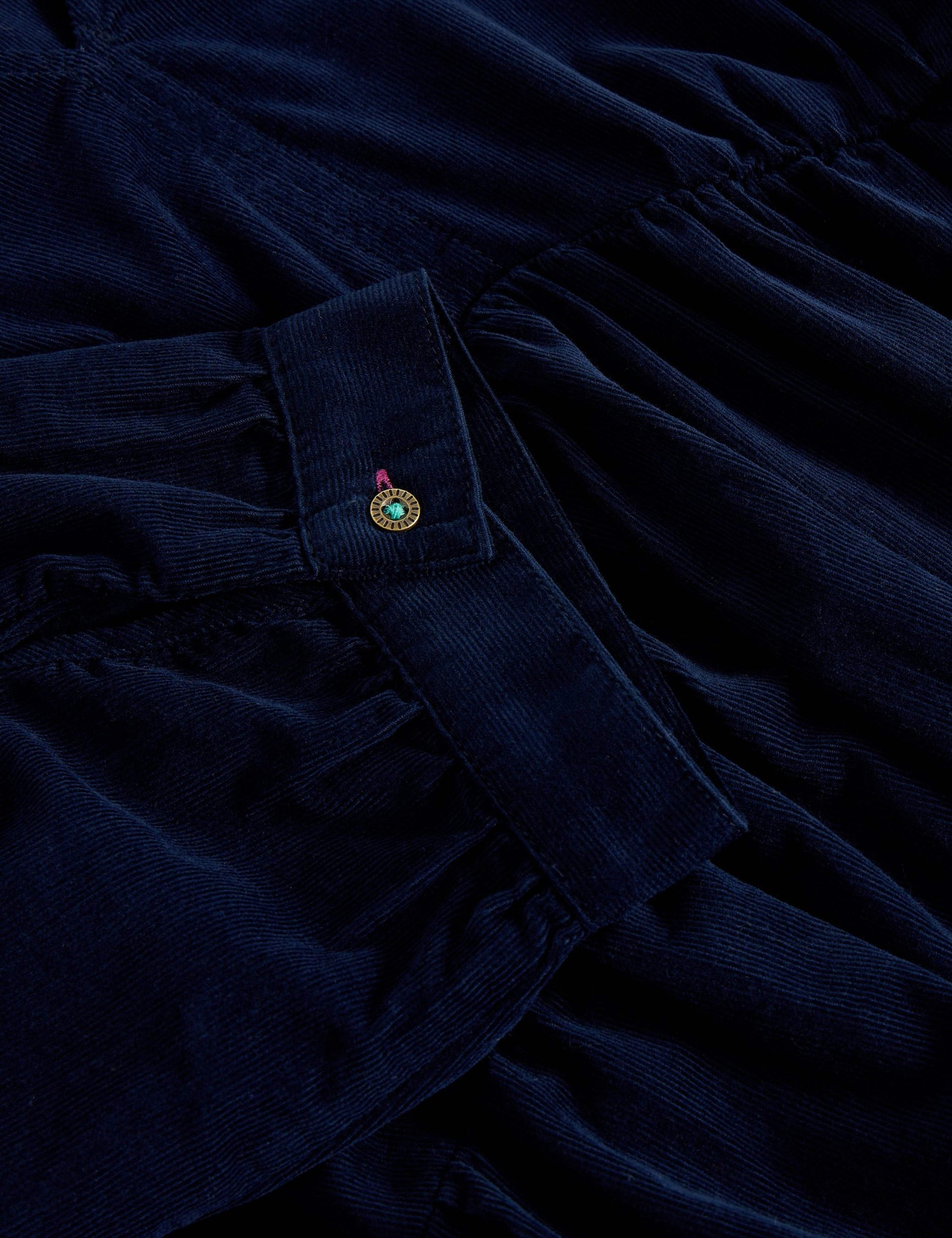 Cord V-Neck Midi Waisted Dress 6 of 6