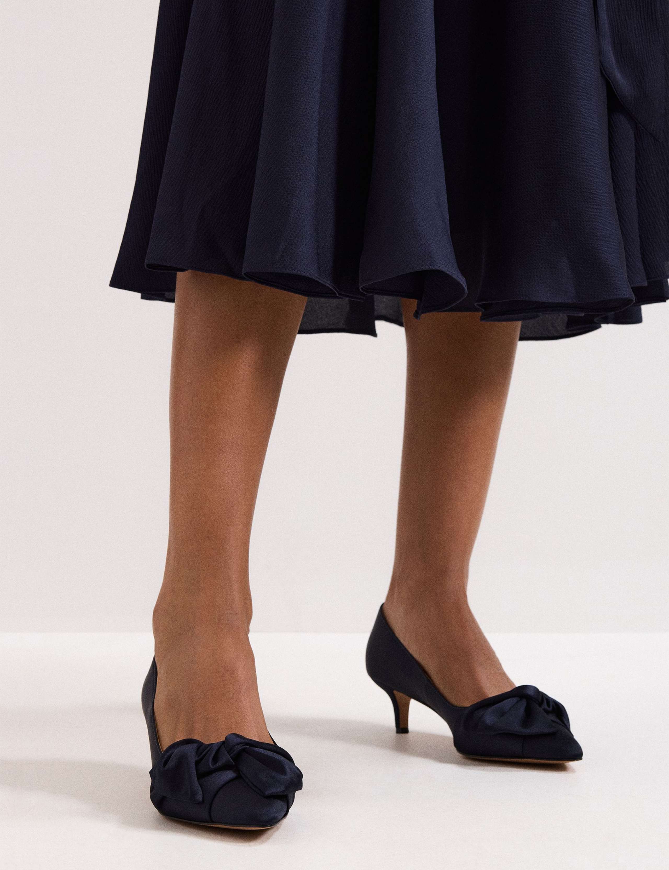 Satin Knot Front Kitten Heel Shoes 2 of 9