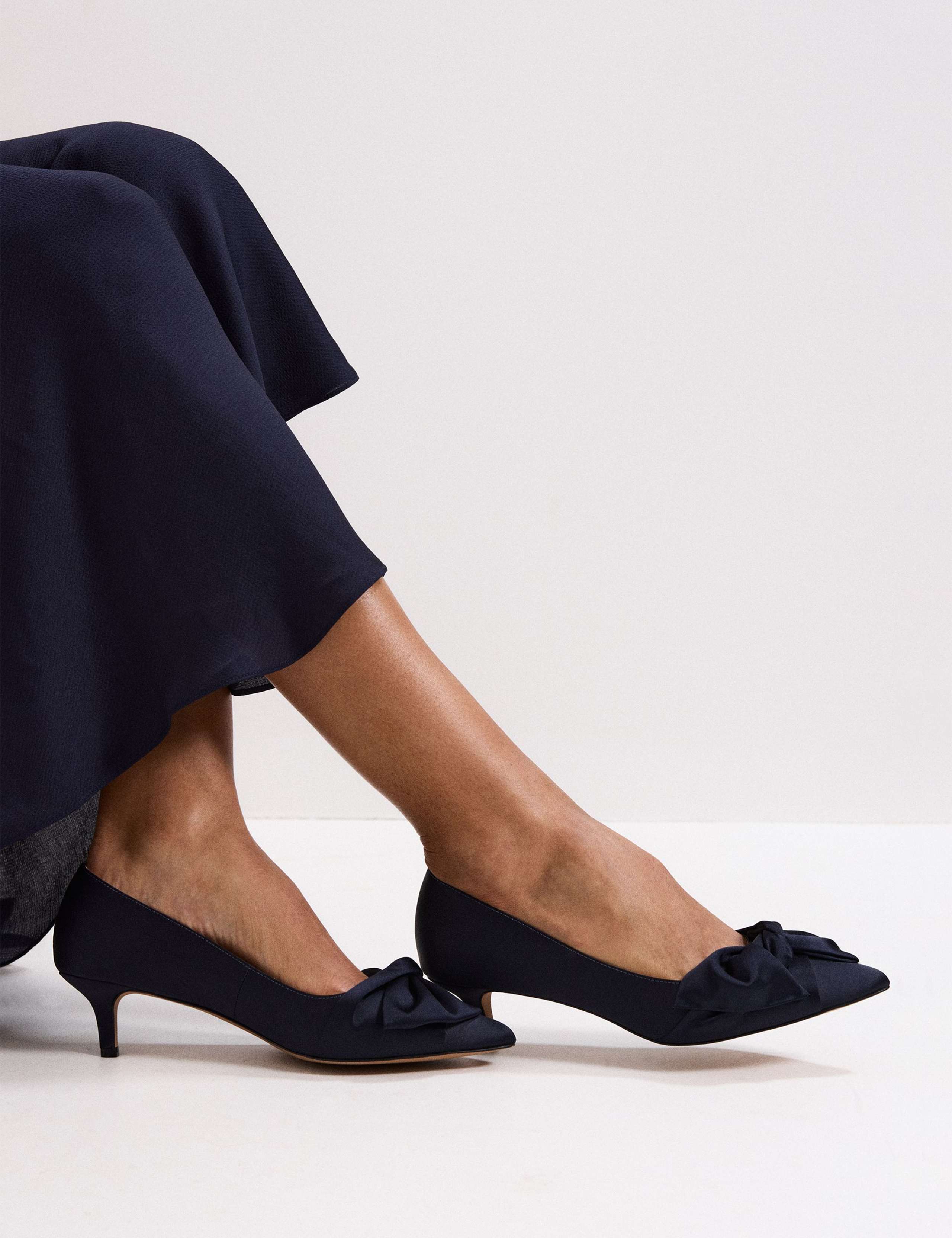 Satin Knot Front Kitten Heel Shoes 5 of 9