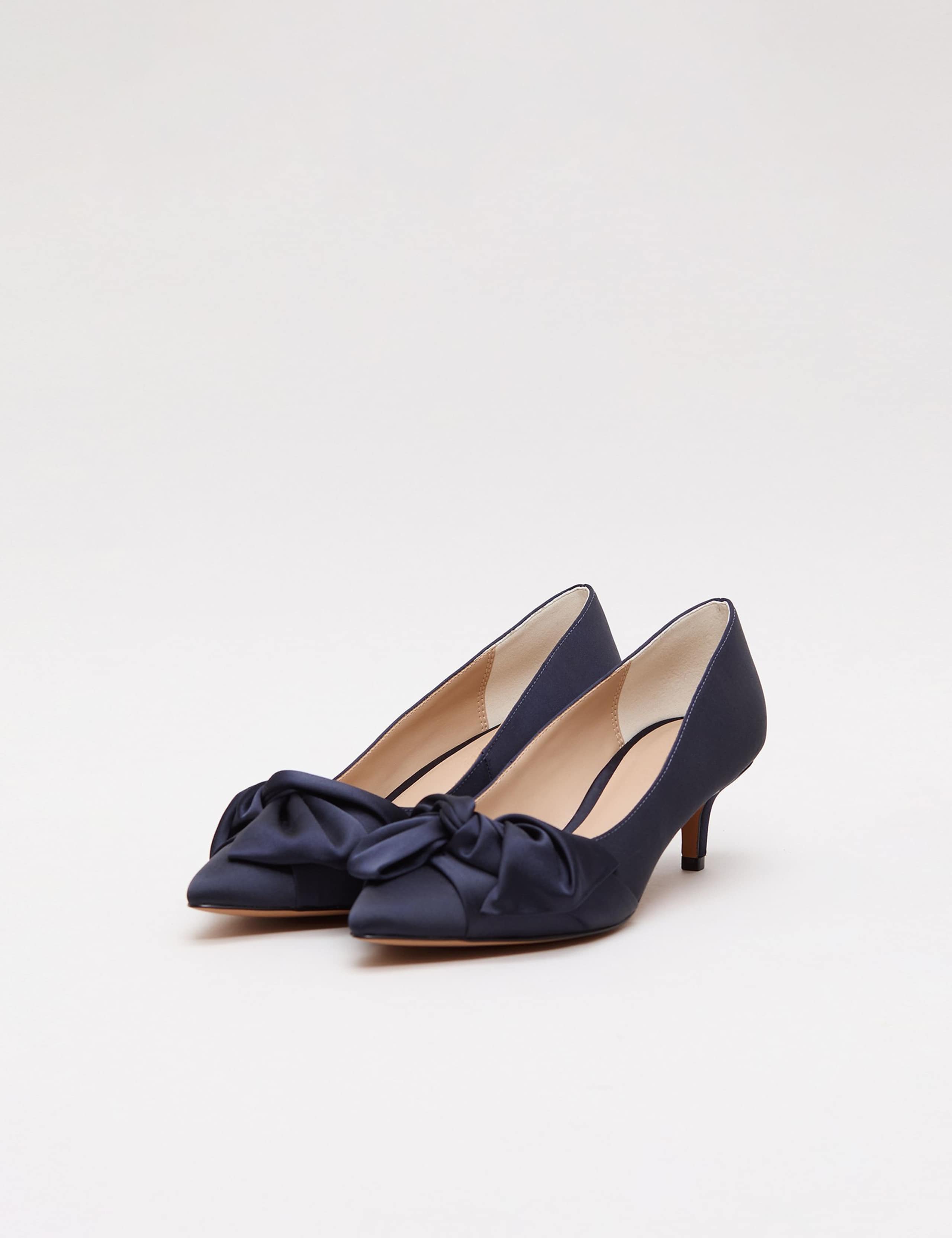 Satin Knot Front Kitten Heel Shoes 9 of 9