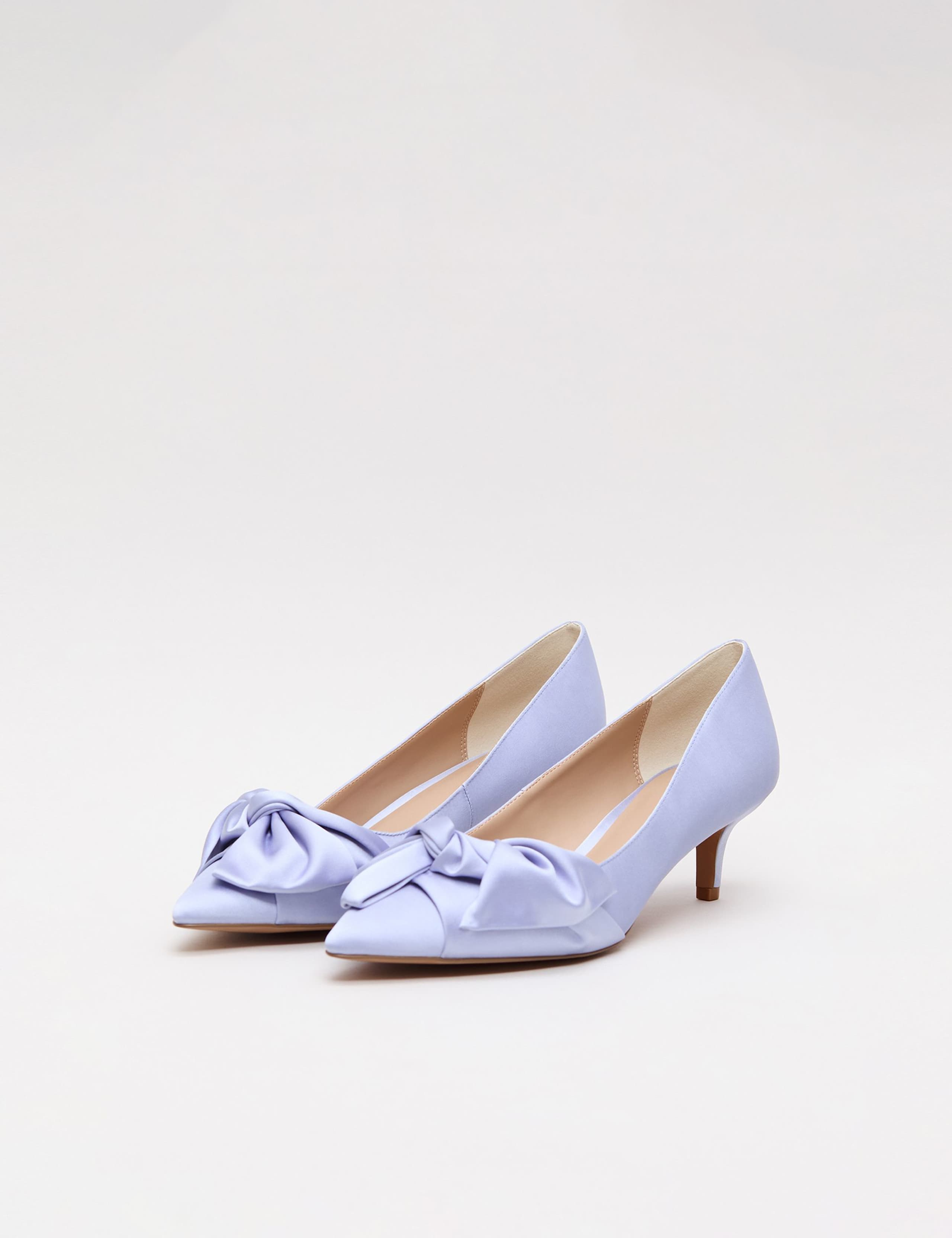 Satin Knot Front Kitten Heel Shoes 2 of 9