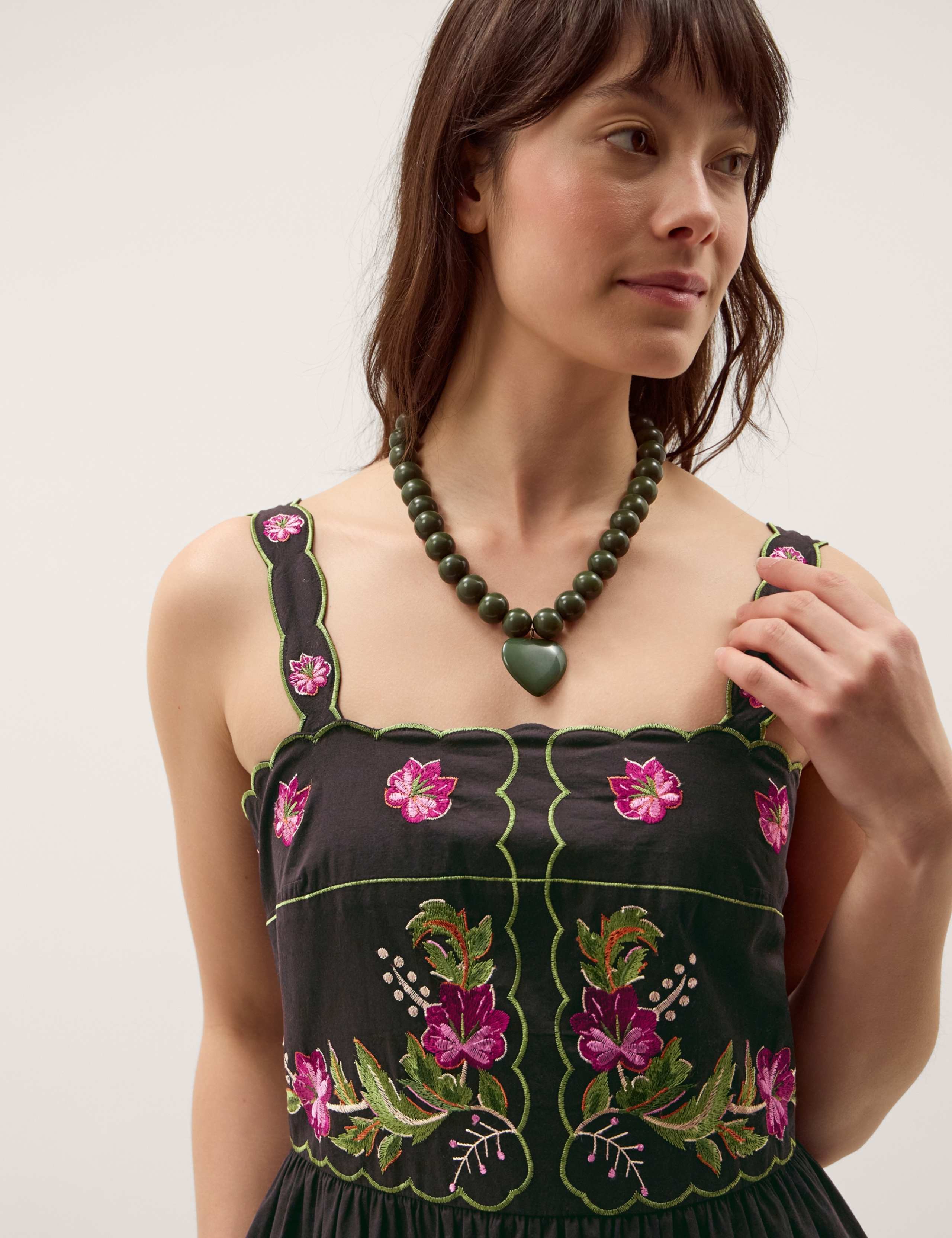 Pure Cotton Floral Embroidered Midi Dress 3 of 5