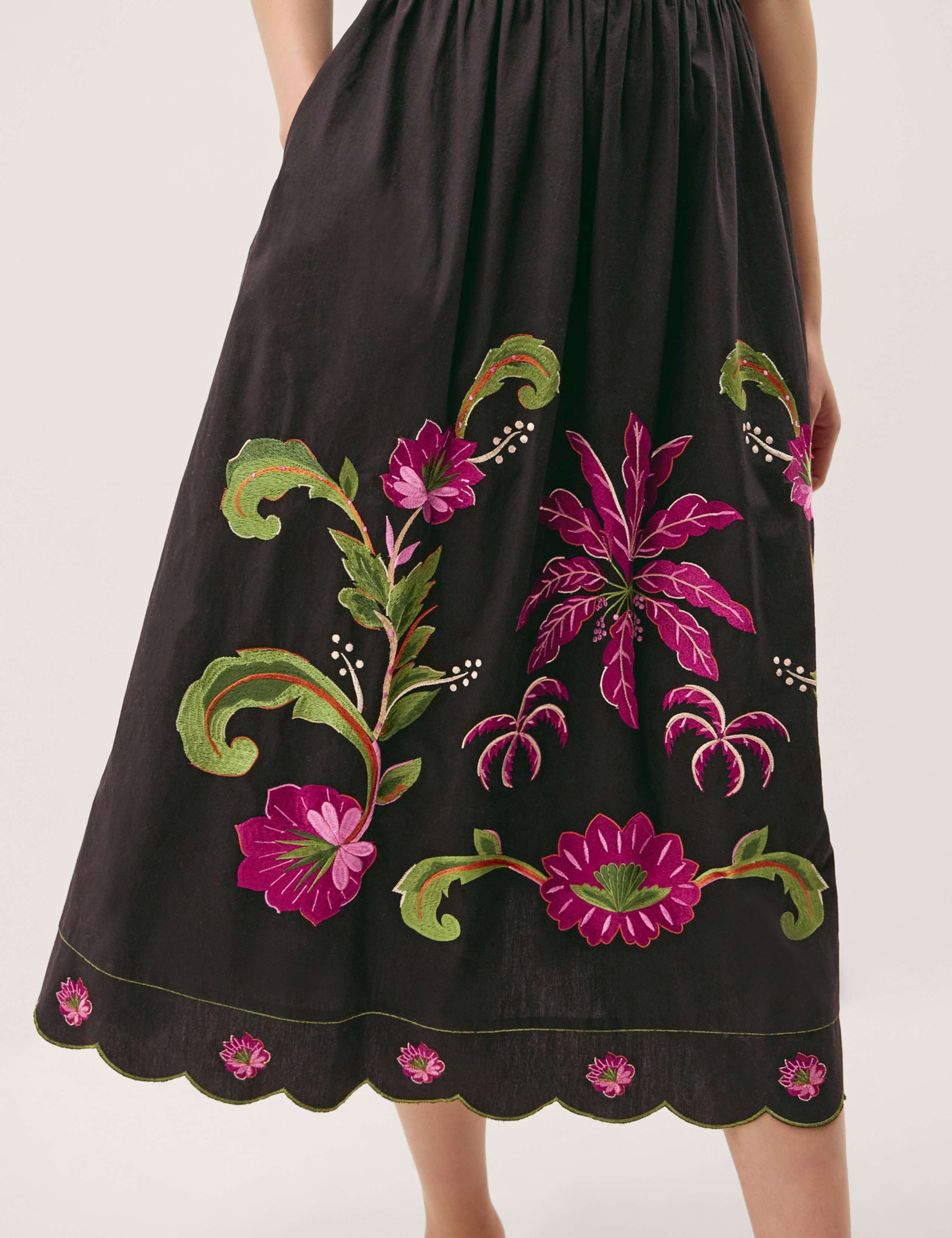 Pure Cotton Floral Embroidered Midi Dress 5 of 5