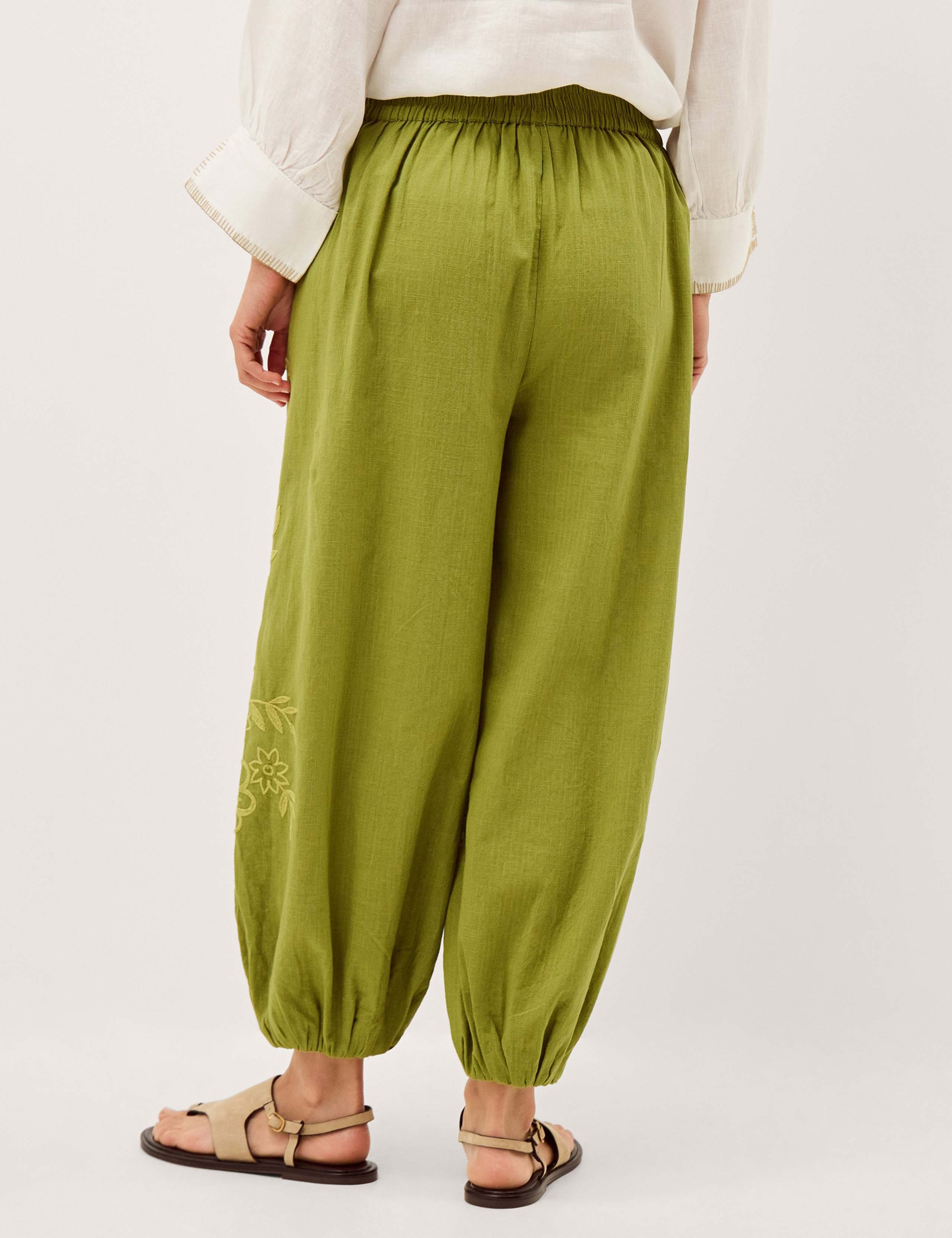 Pure Cotton Embroidered Cuffed Trousers 5 of 5