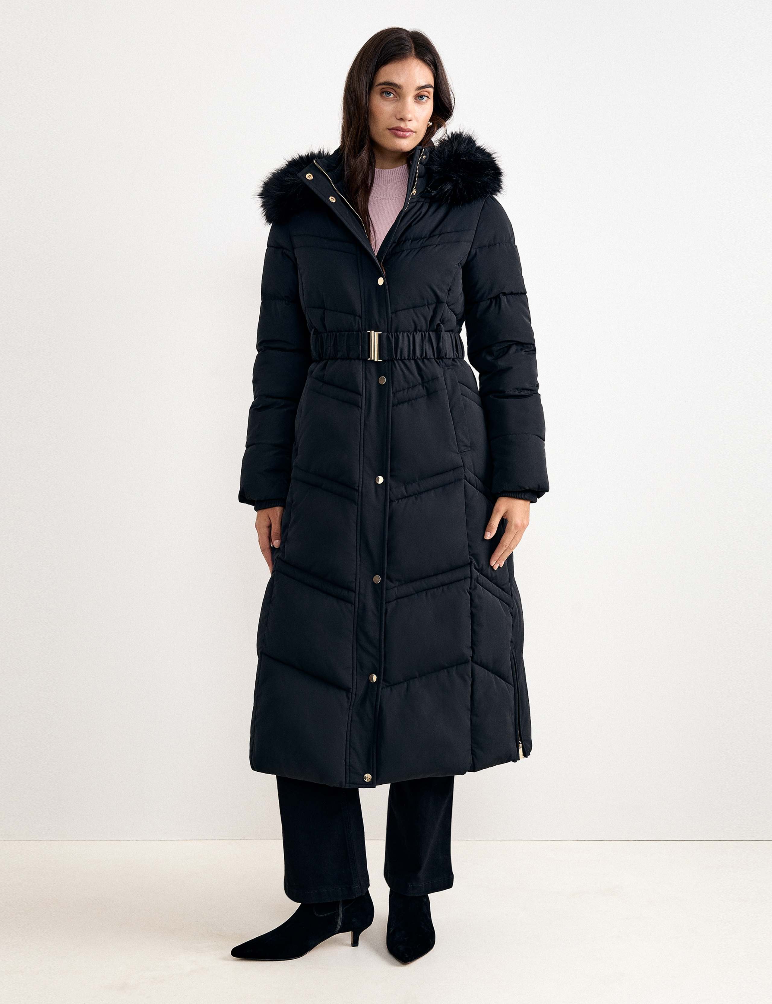 Hooded Belted Longline Puffer Coat 3 of 10