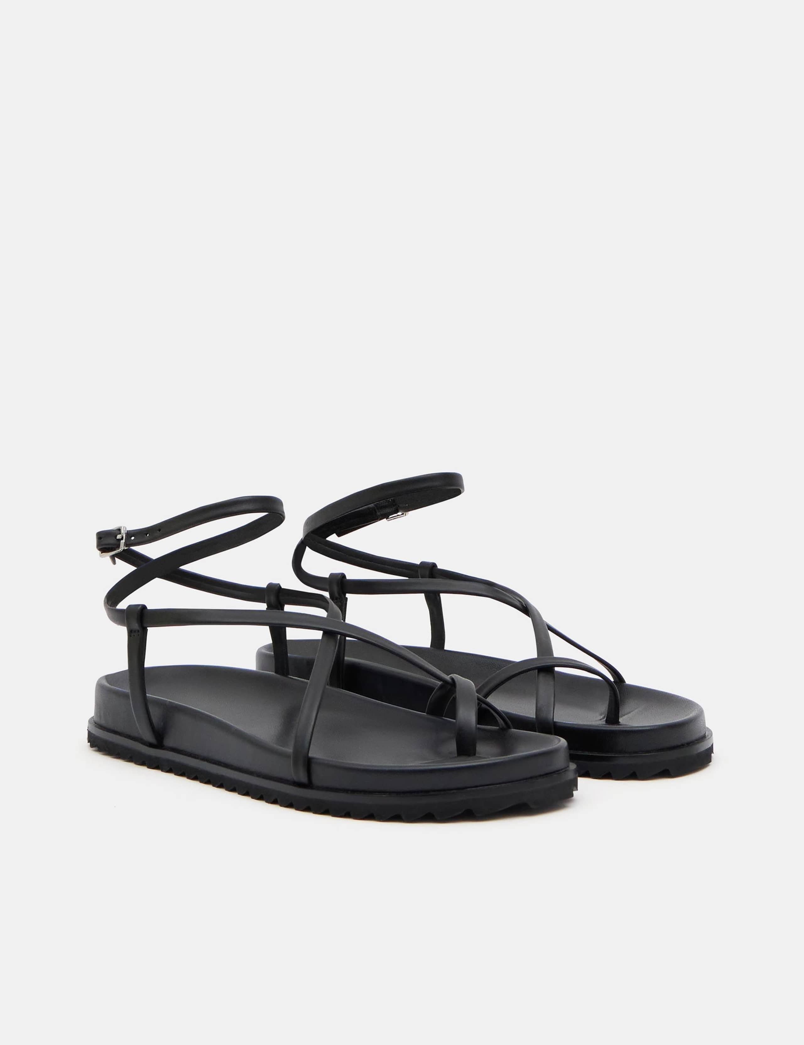 Leather Buckle Ankle Strap Flat Sandals 3 of 6