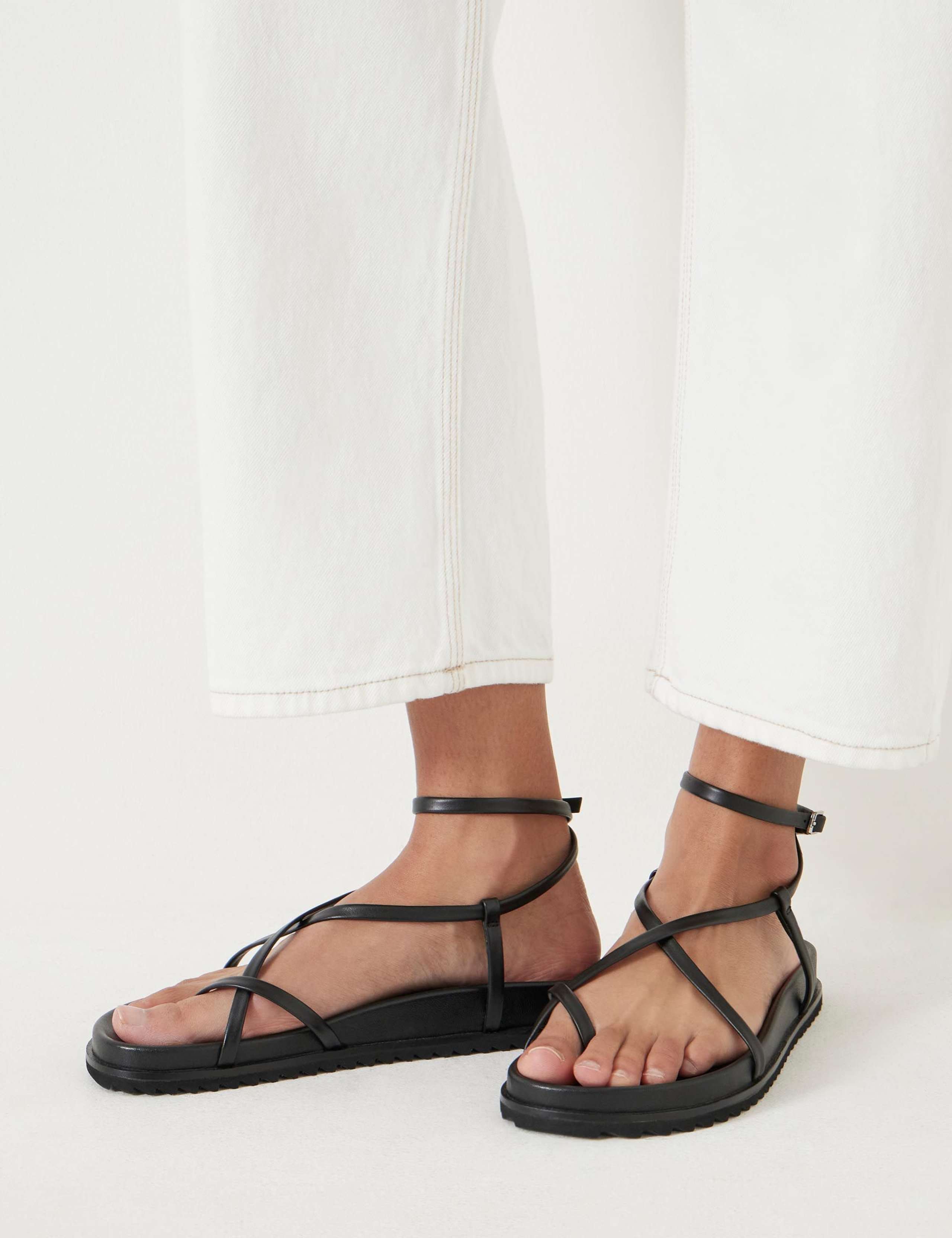 Leather Buckle Ankle Strap Flat Sandals 5 of 6