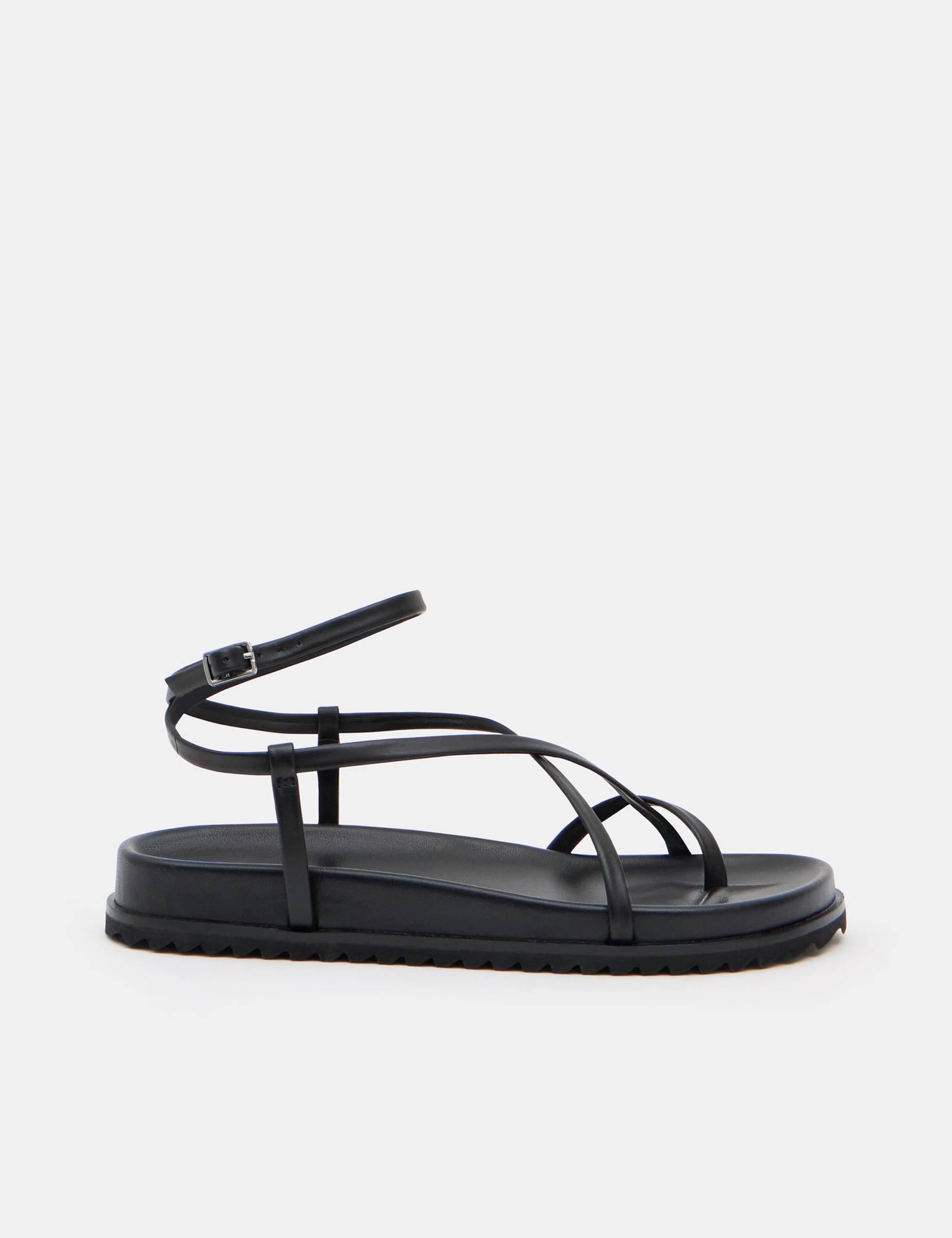 Leather Buckle Ankle Strap Flat Sandals 2 of 6