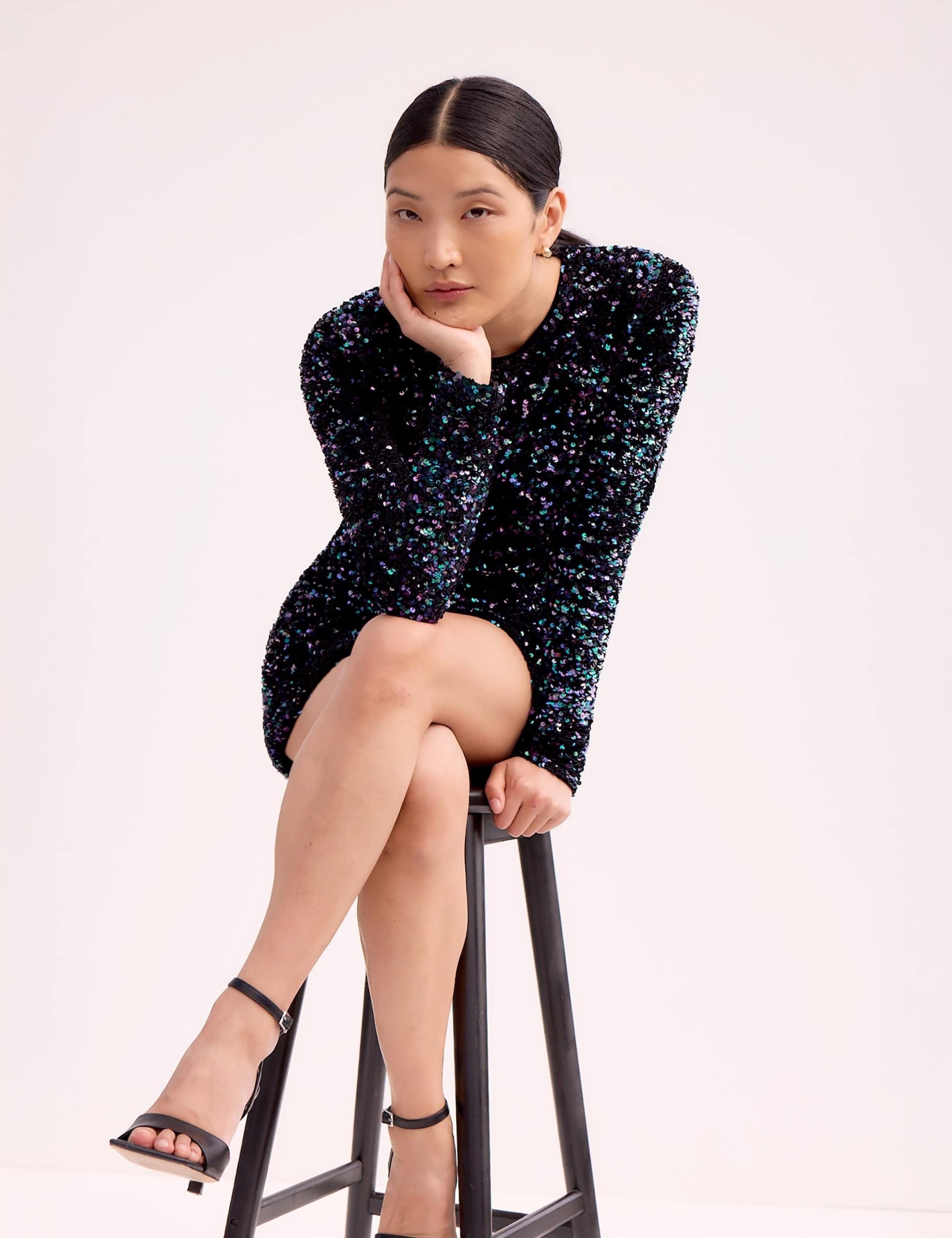 Sequin Crew Neck Mini Bodycon Dress 2 of 3