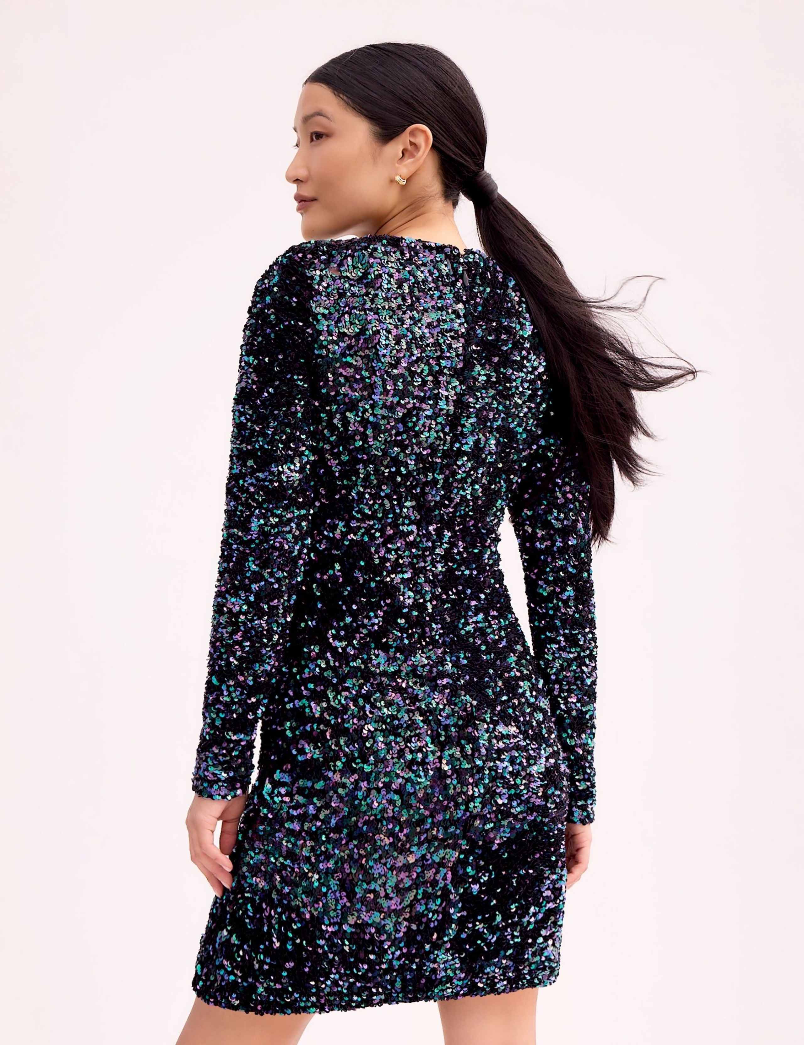 Sequin Crew Neck Mini Bodycon Dress 3 of 3