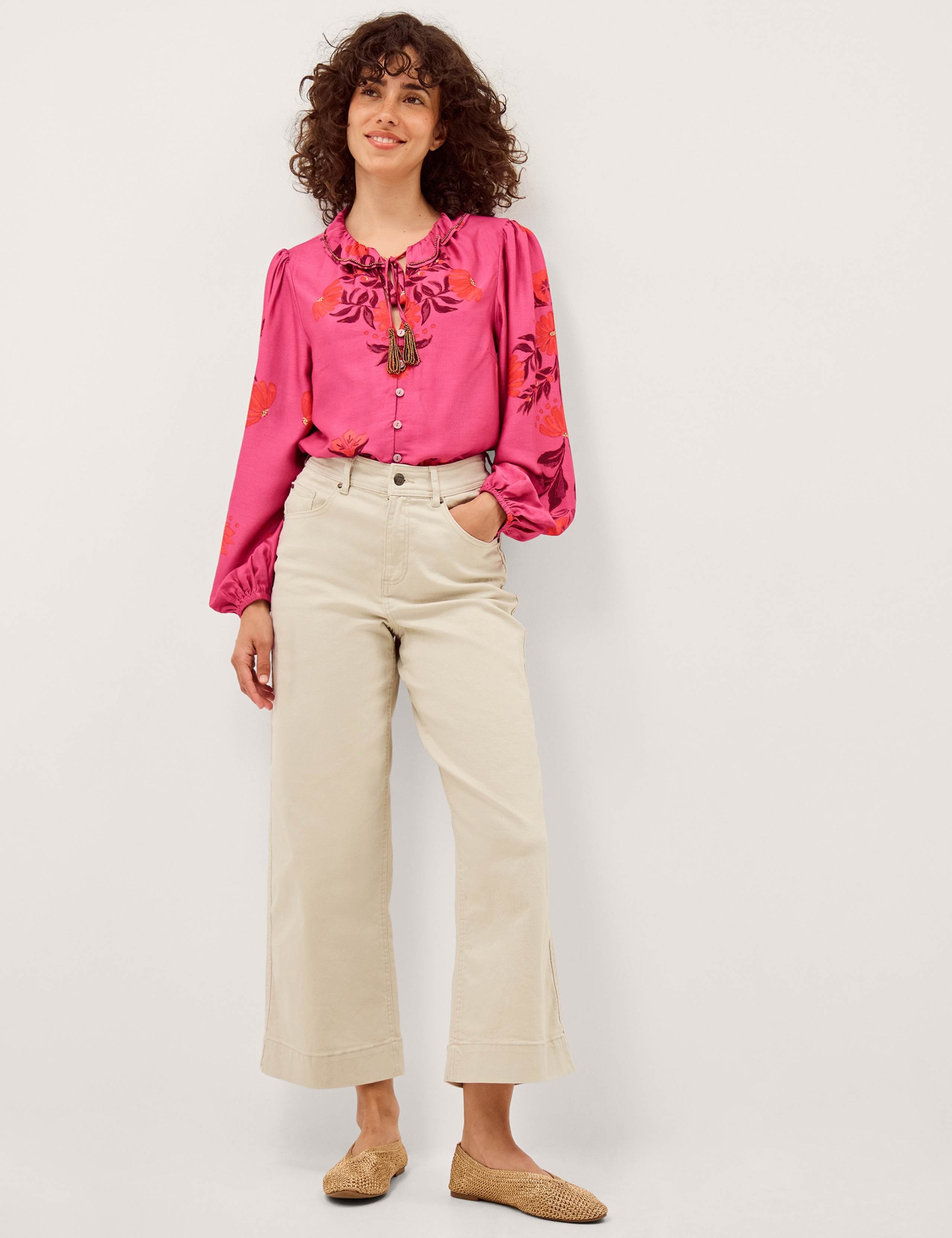 Floral Tie Neck Blouson Sleeve Blouse 3 of 5