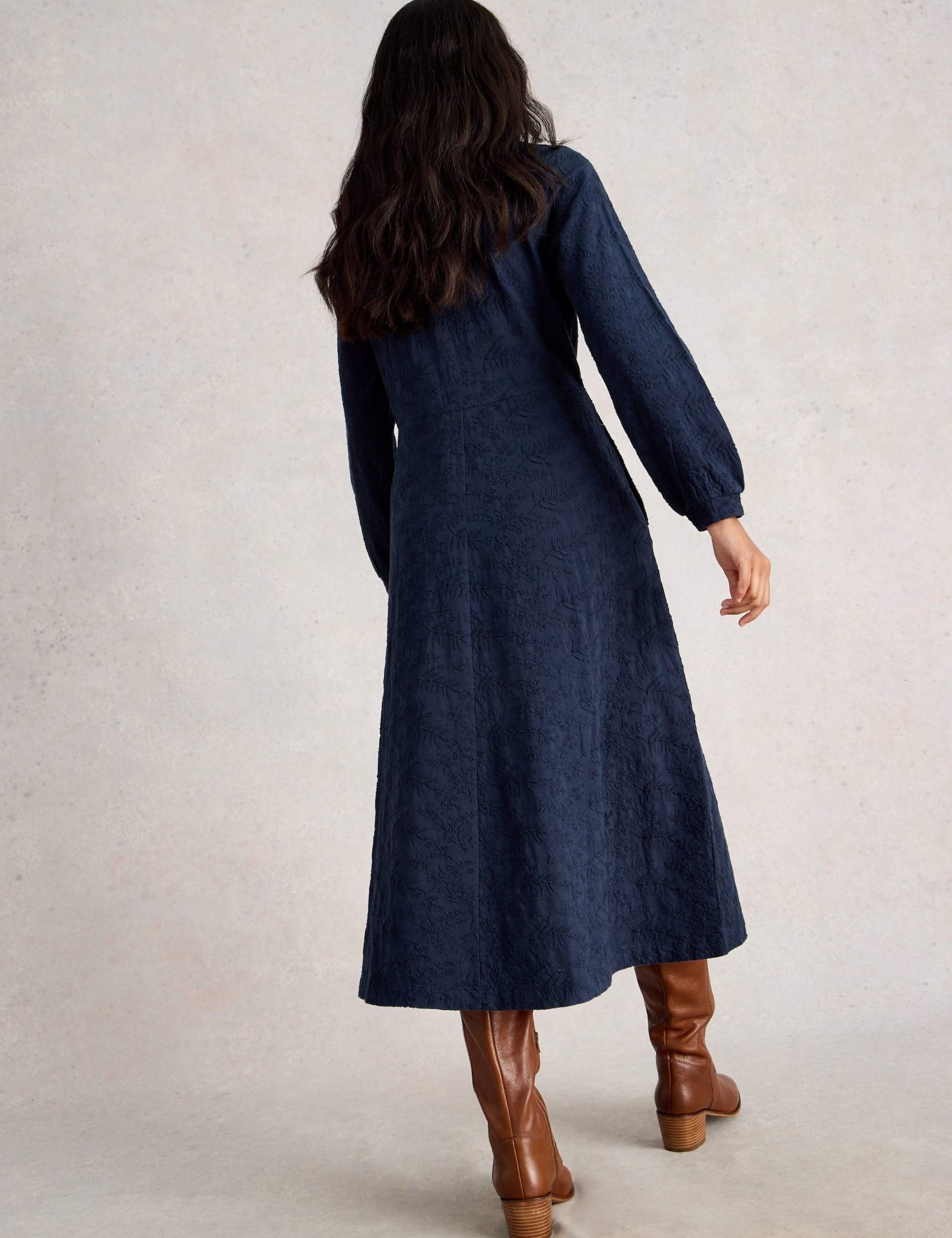 Jersey Embroidered V-Neck Midi Tea Dress 4 of 6