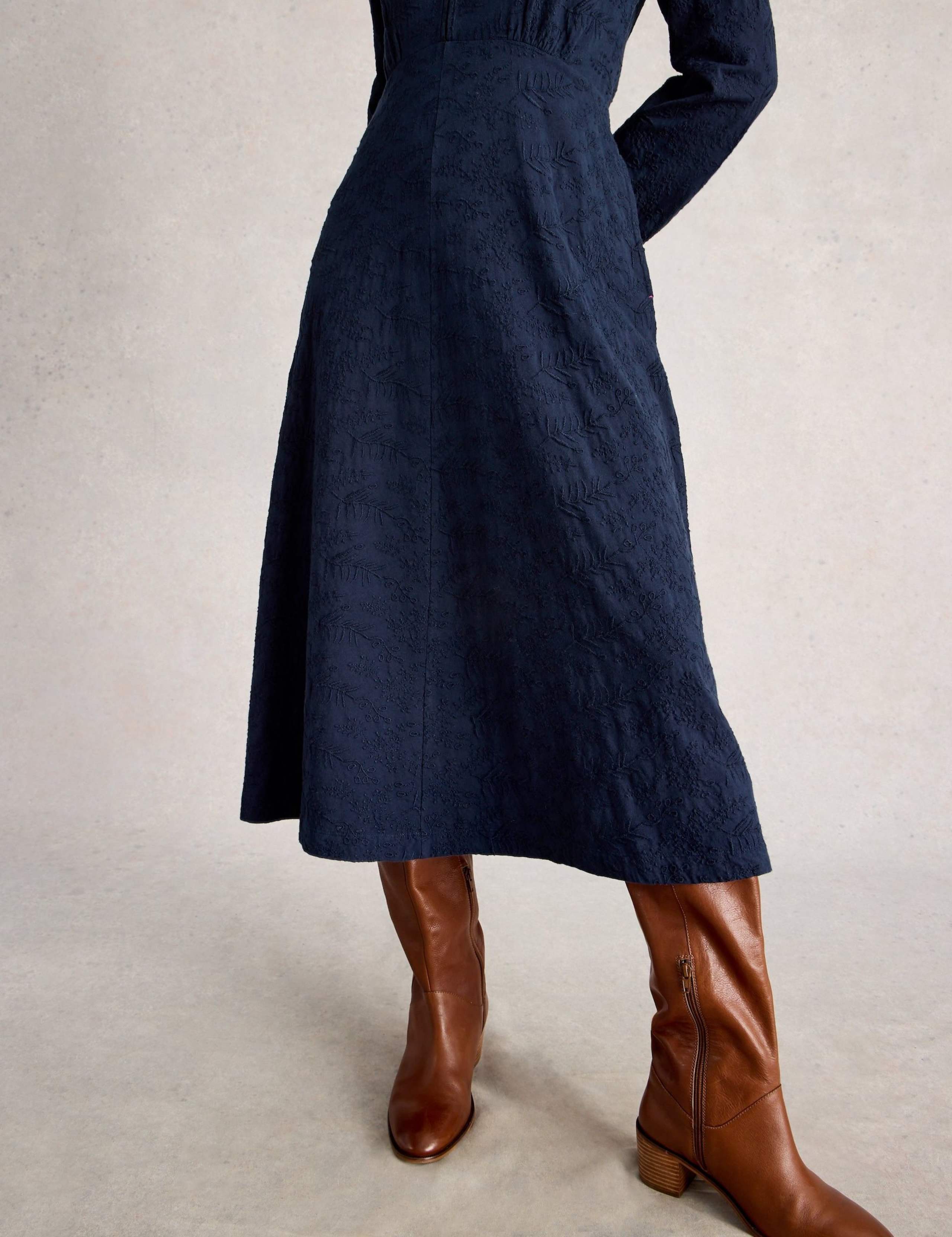 Jersey Embroidered V-Neck Midi Tea Dress 5 of 6