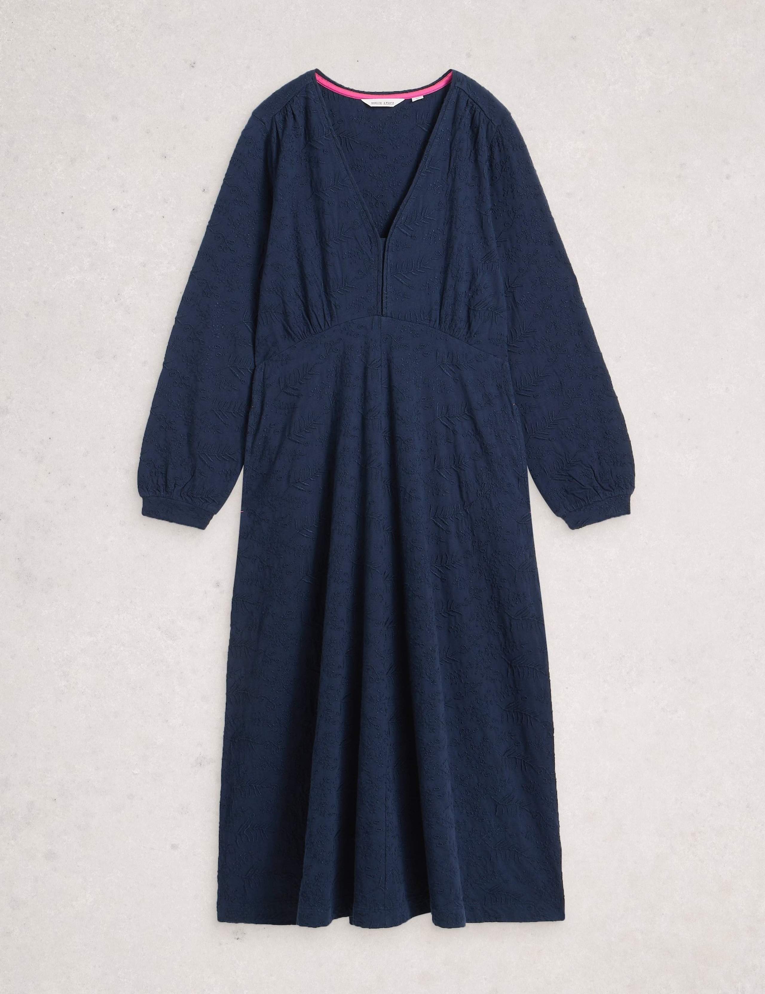 Jersey Embroidered V-Neck Midi Tea Dress 2 of 6