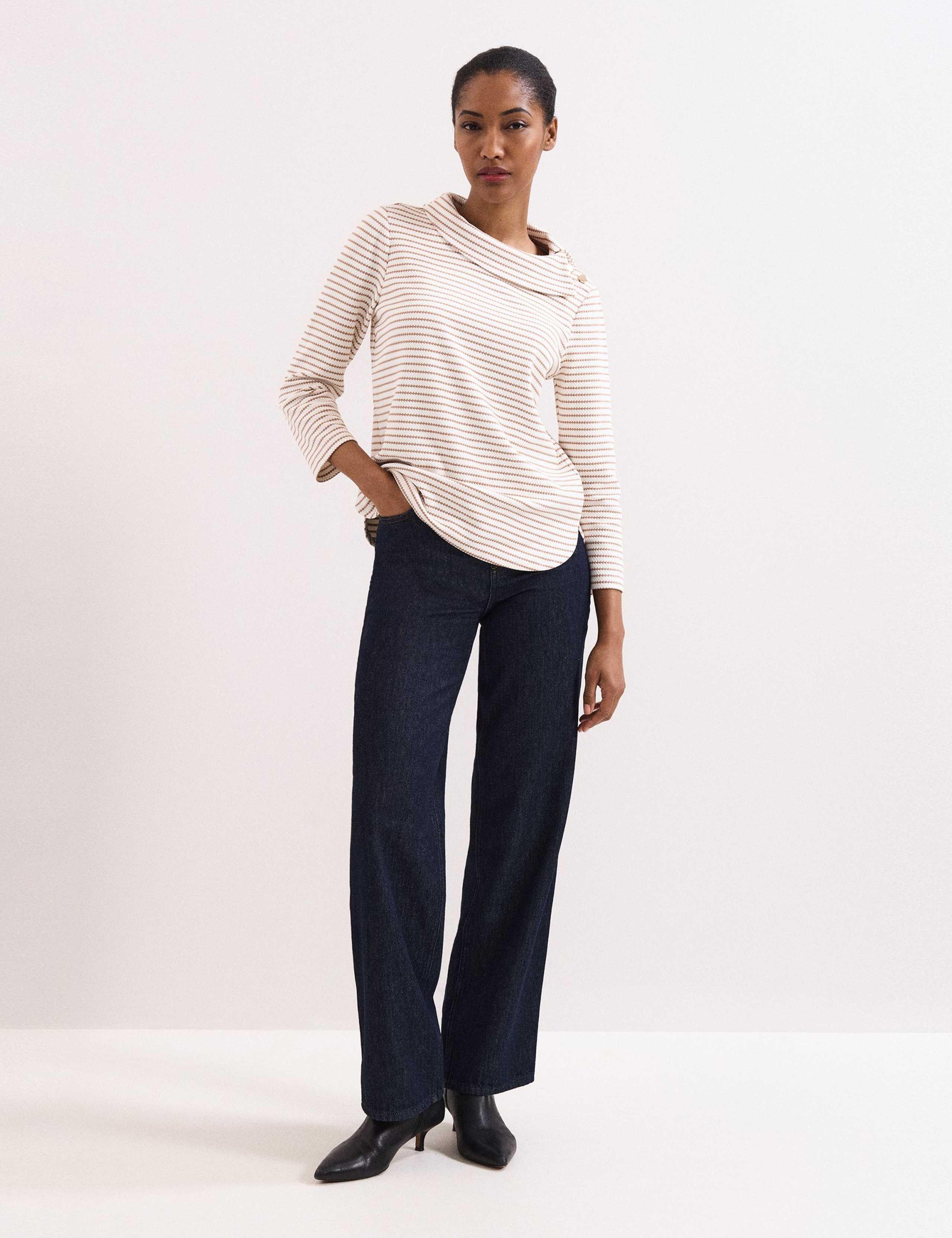 Striped Textured Cowl Neck Top 3 of 7