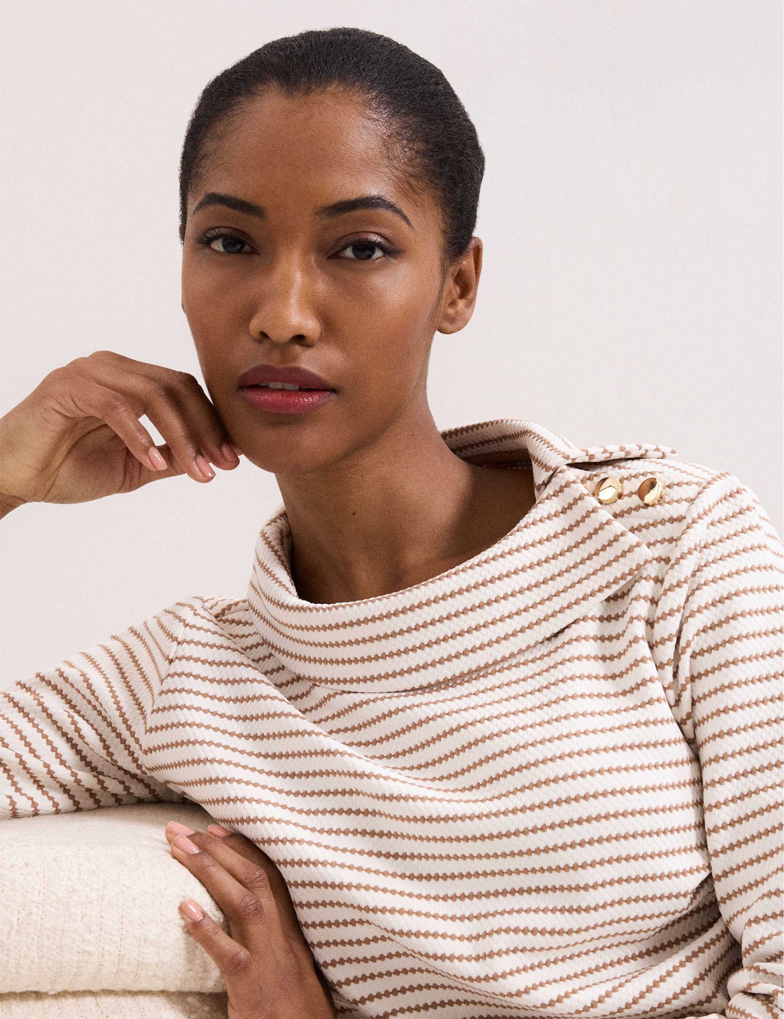 Striped Textured Cowl Neck Top 7 of 7
