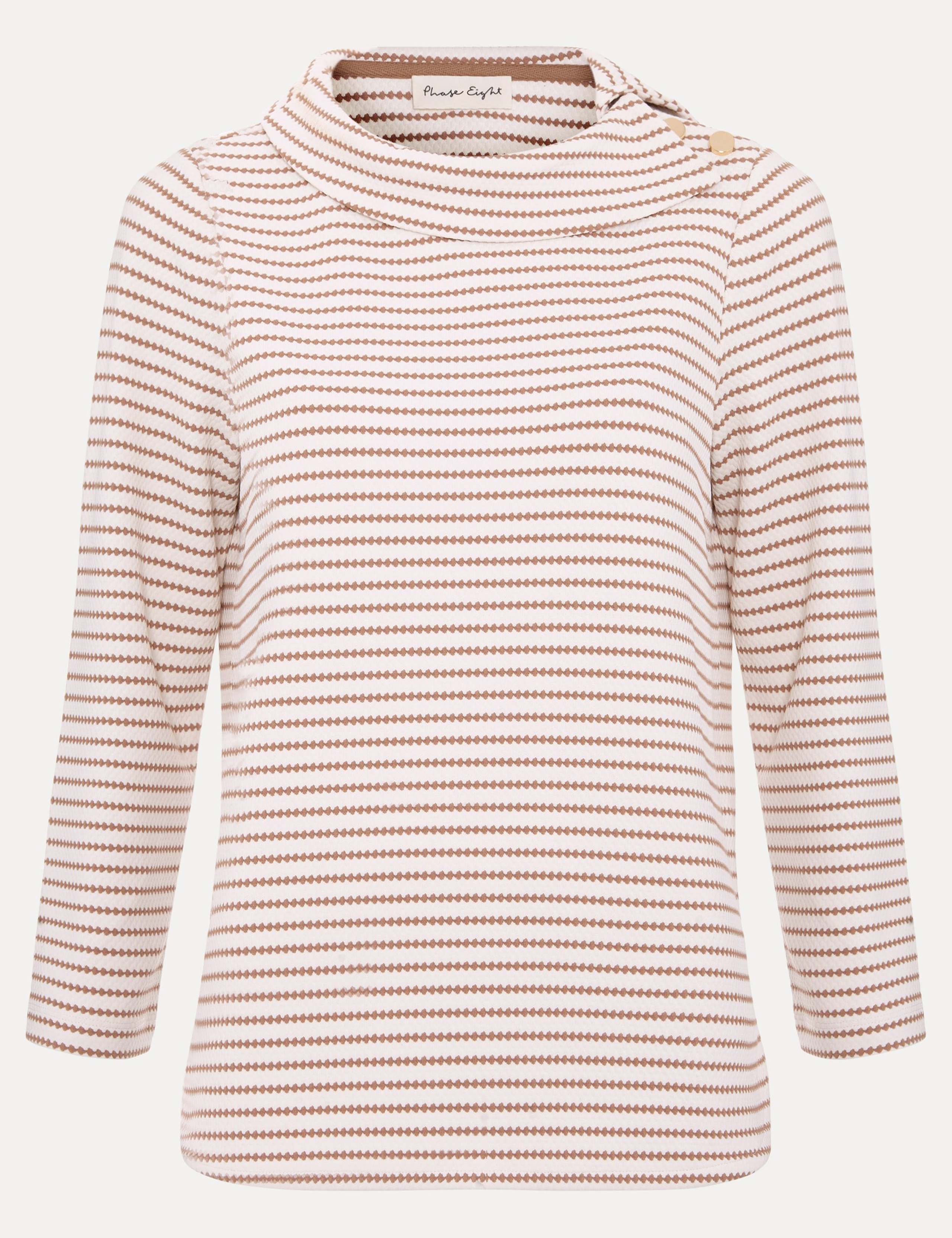 Striped Textured Cowl Neck Top 2 of 7