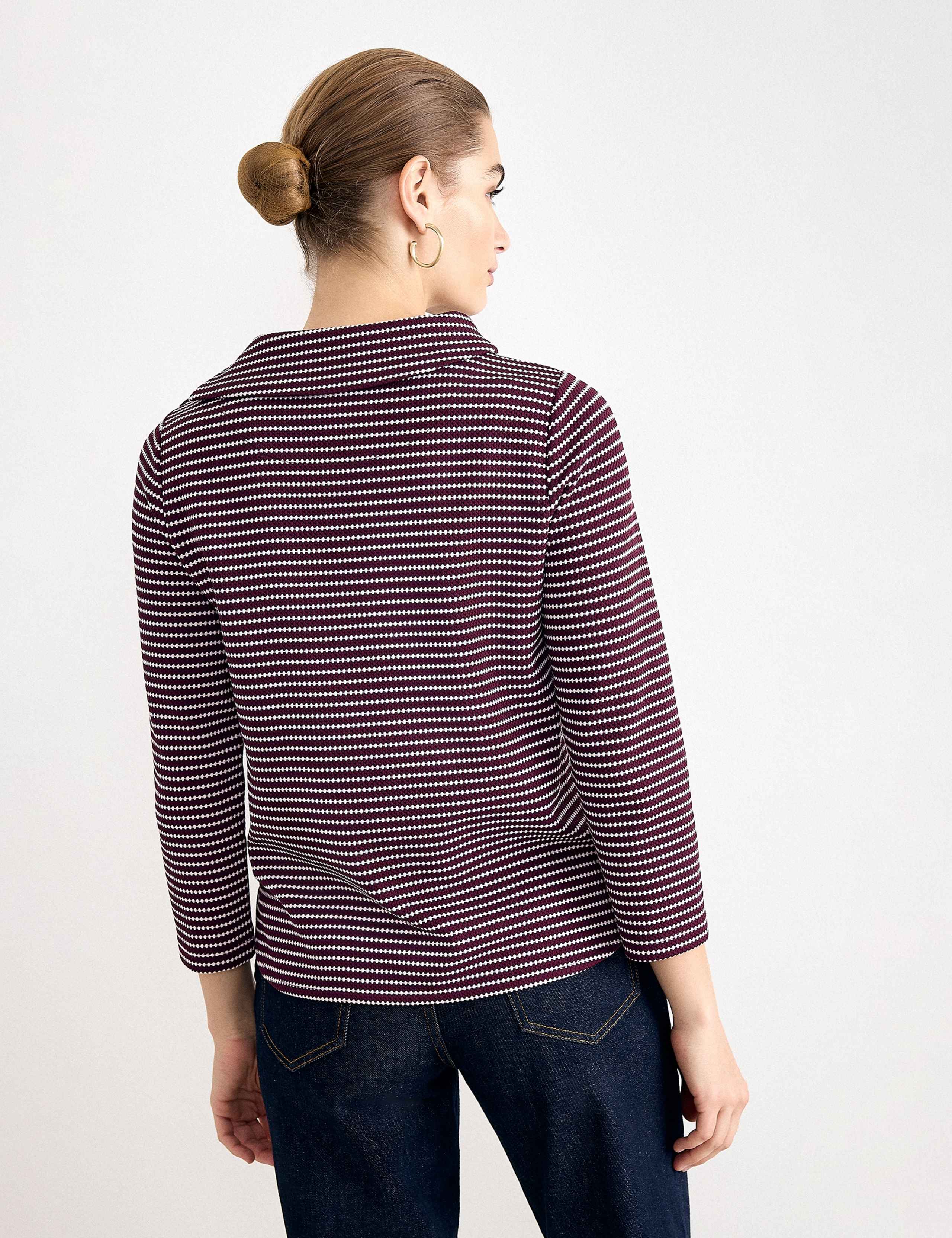 Striped Textured Cowl Neck Top 2 of 6