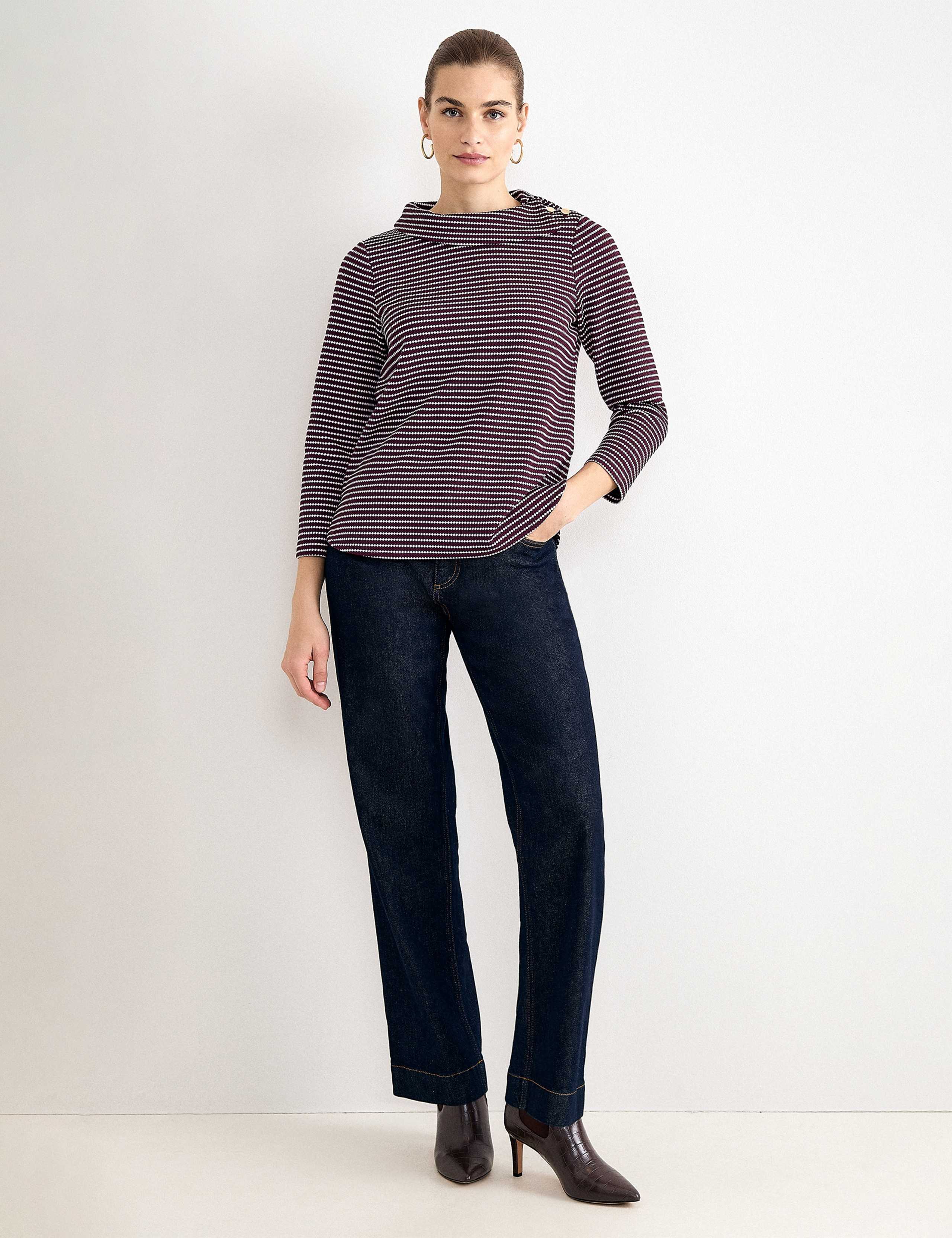 Striped Textured Cowl Neck Top 3 of 6